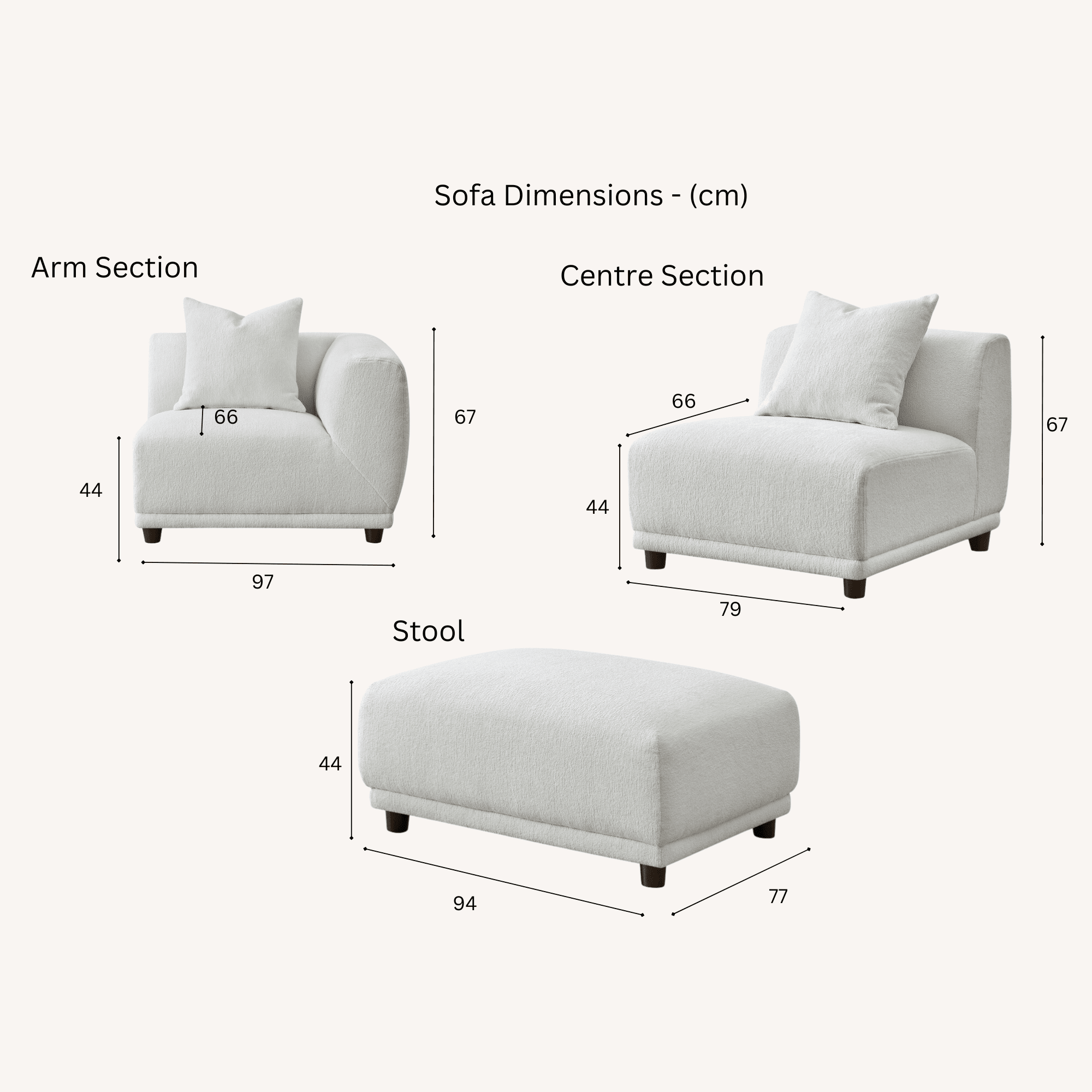 Arlo Polar Boucle Modular Sofa Range