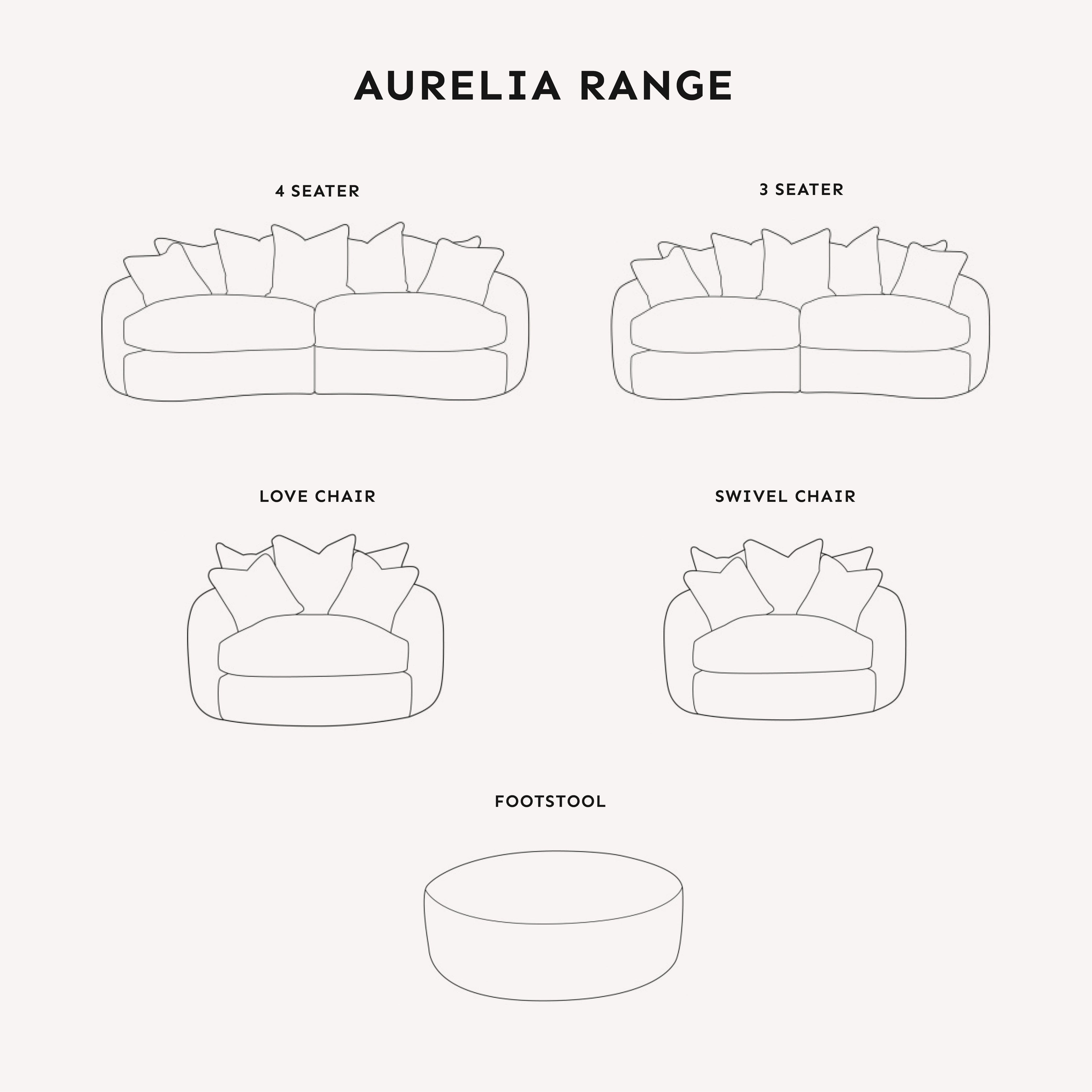 Aurelia Cream Boucle Curved Pillowback 4 Seater Sofa with Patterned Cushions