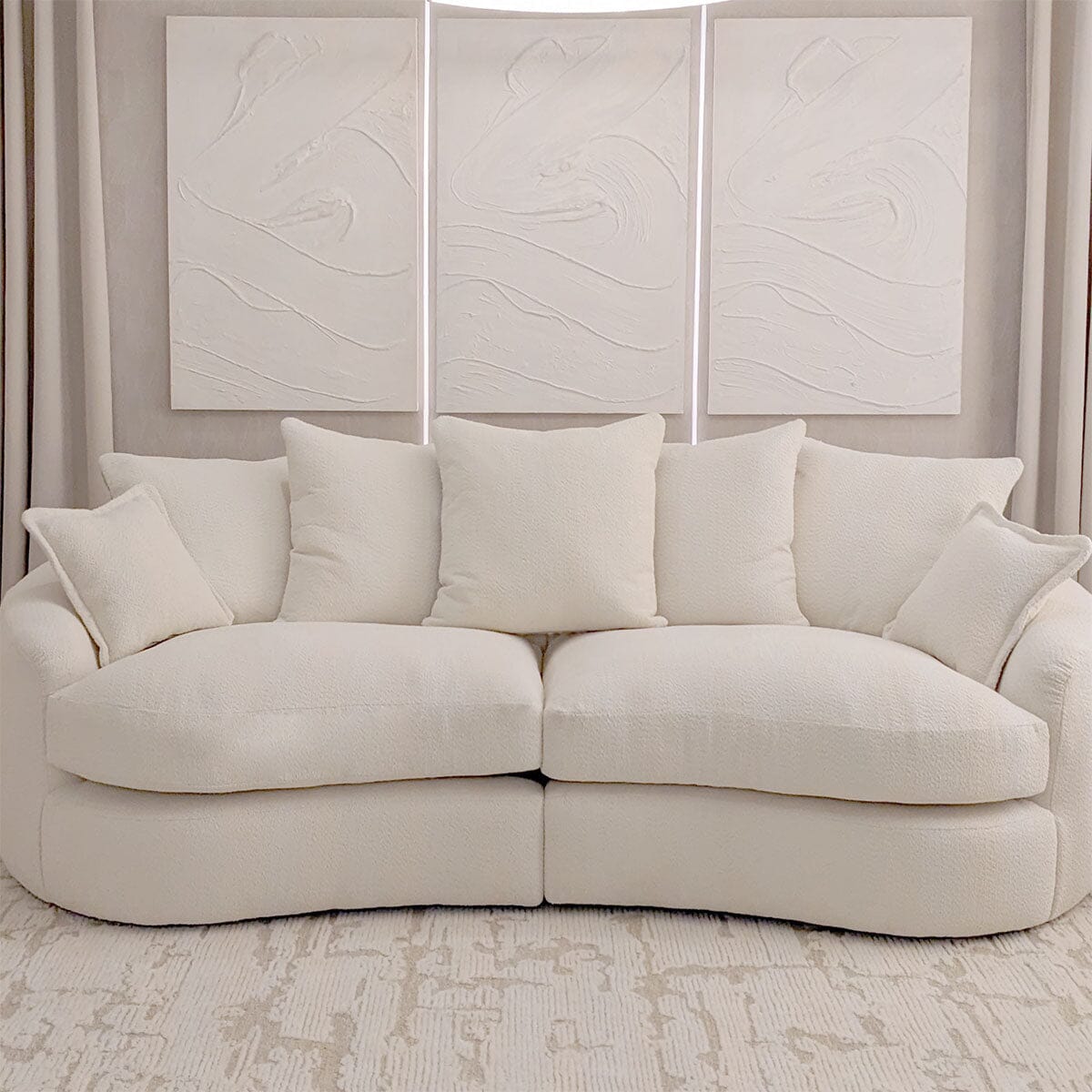 Aurelia Cream Boucle Curved Pillowback Sofa Range