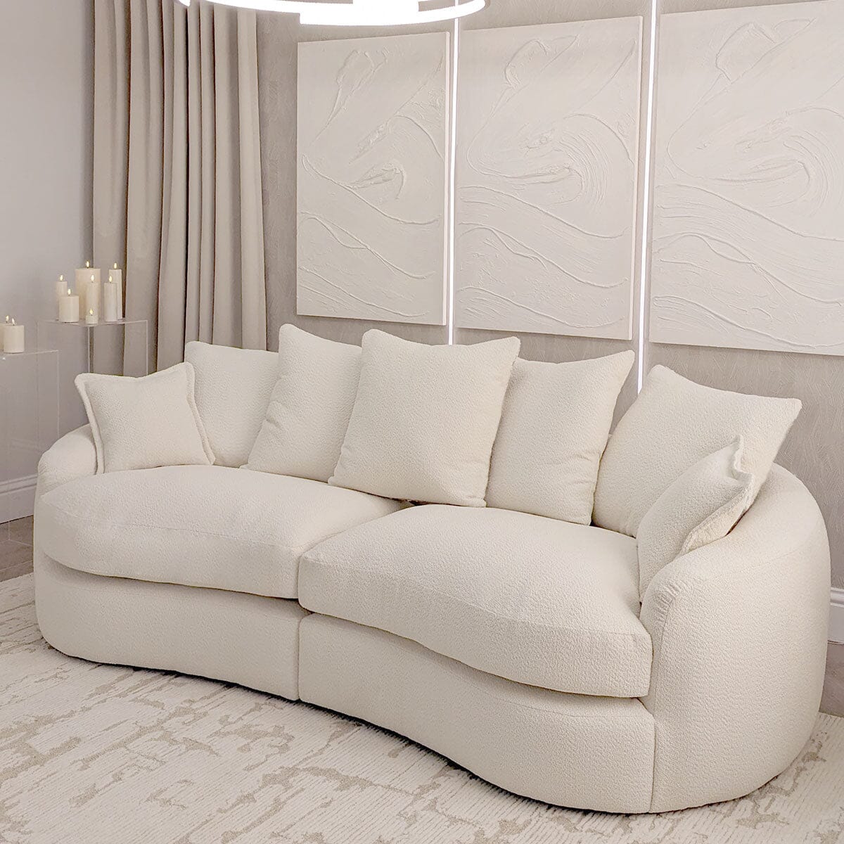 Aurelia Cream Boucle Curved Pillowback Sofa Range