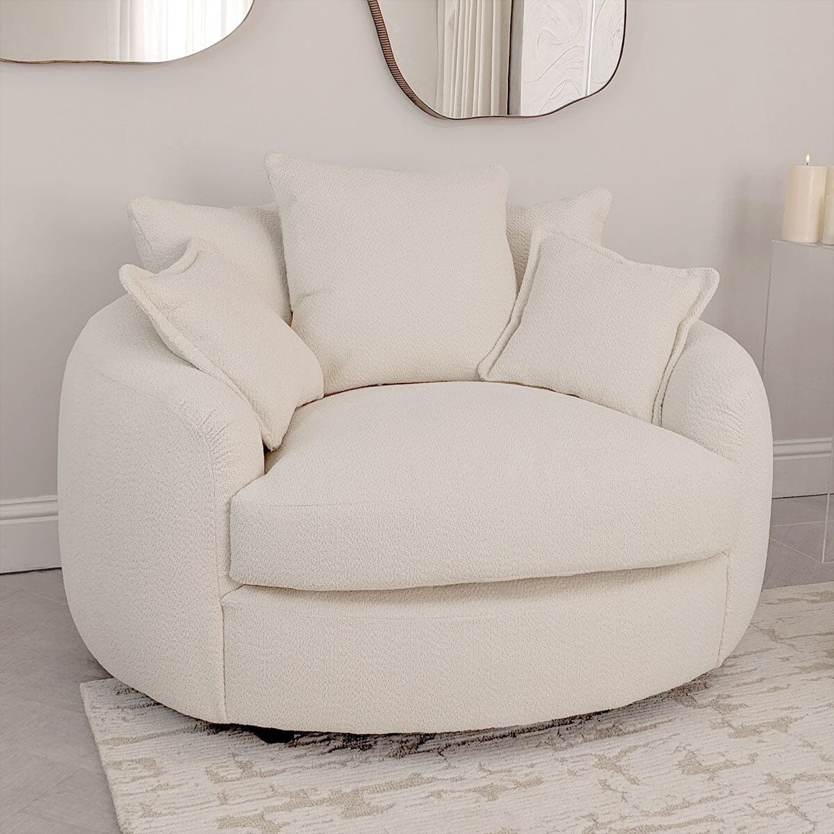Aurelia Cream Boucle Curved Pillowback Sofa Range
