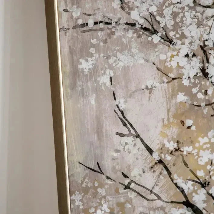 Blossom Tree Neutral Wooden Framed Canvas Wall Art