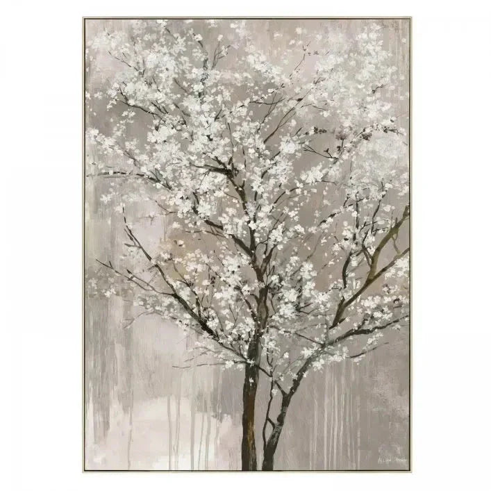 Blossom Tree Neutral Wooden Framed Canvas Wall Art