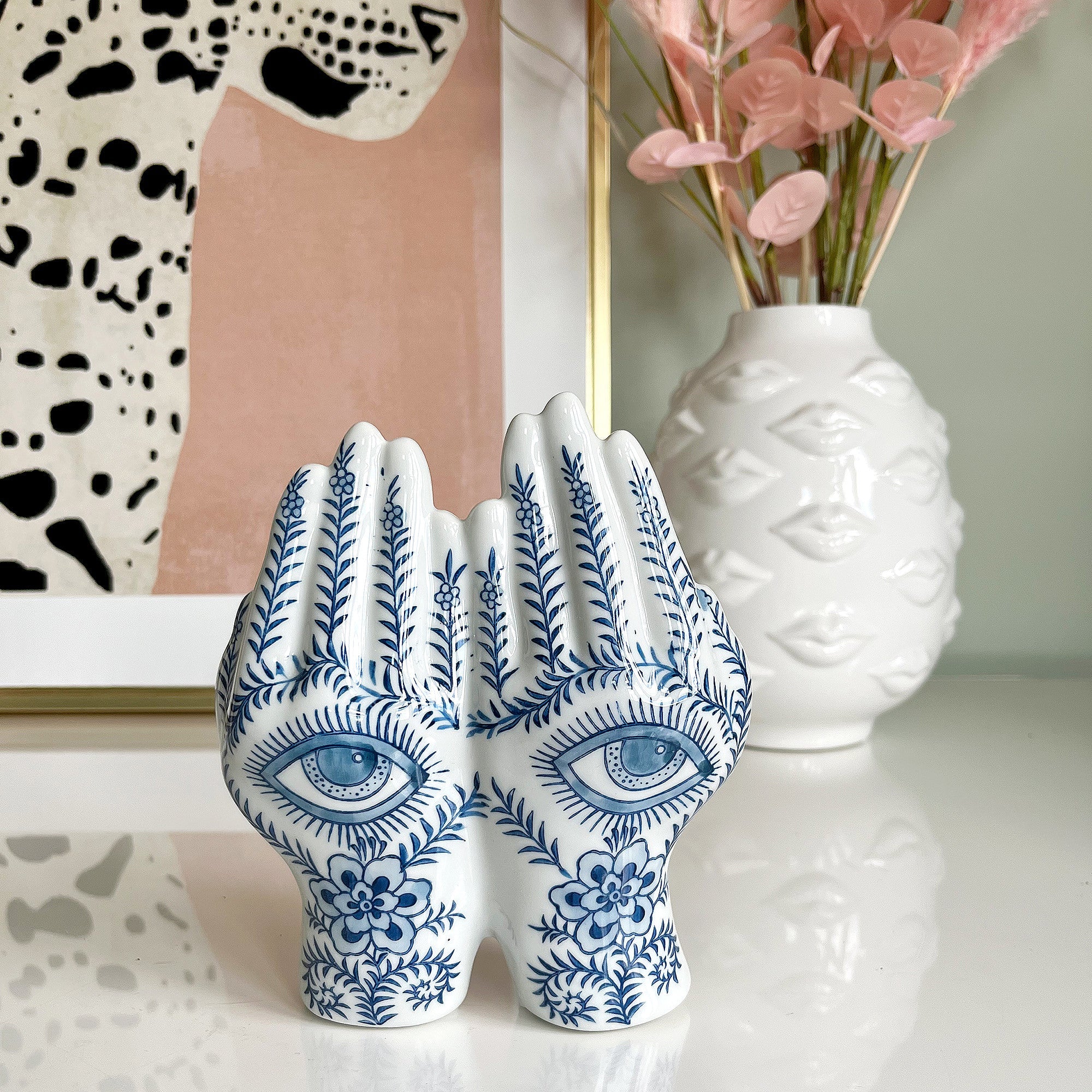 Blue and White All-Seeing Hands Ornament