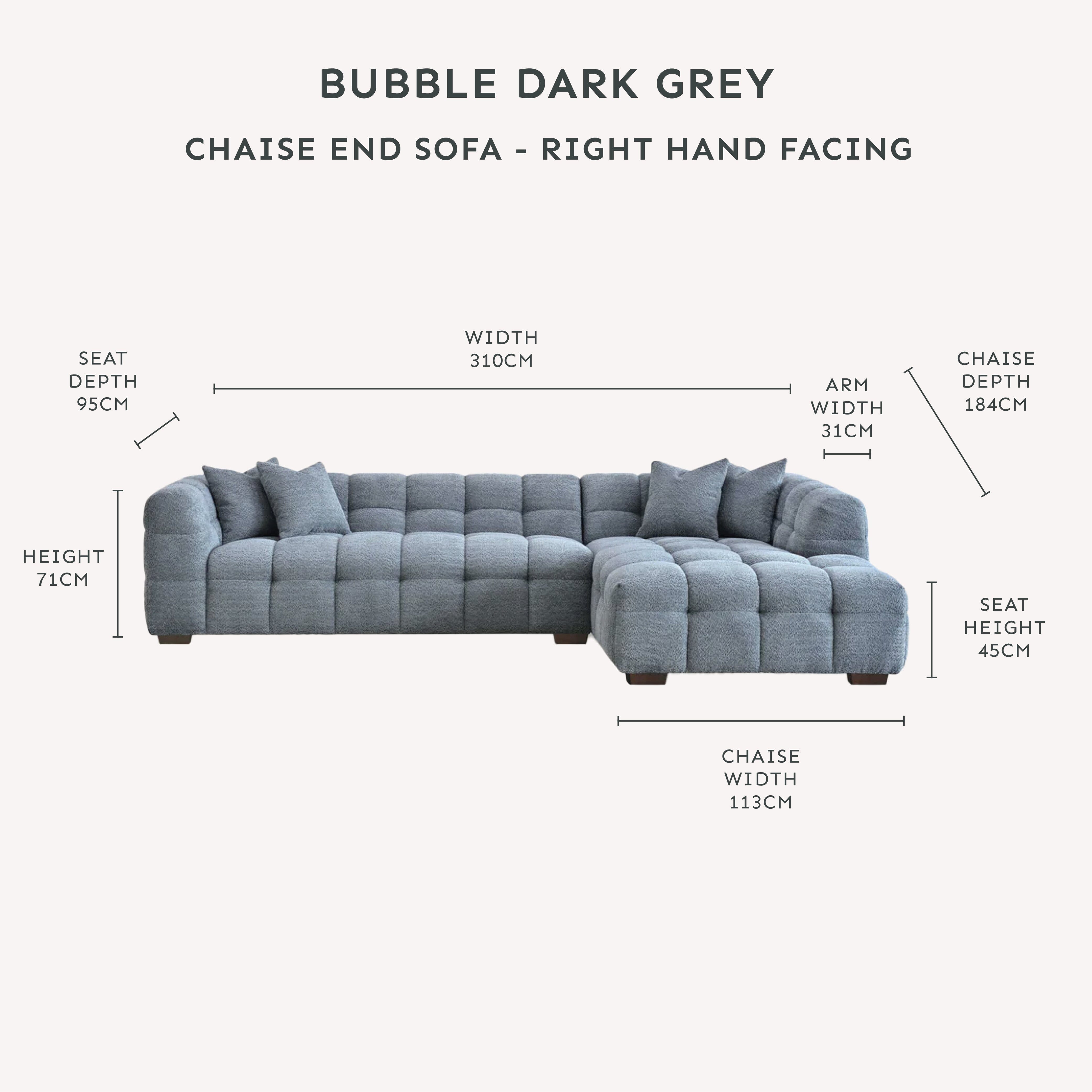Bubble Tufted Dark Grey Boucle Chunky Sofa