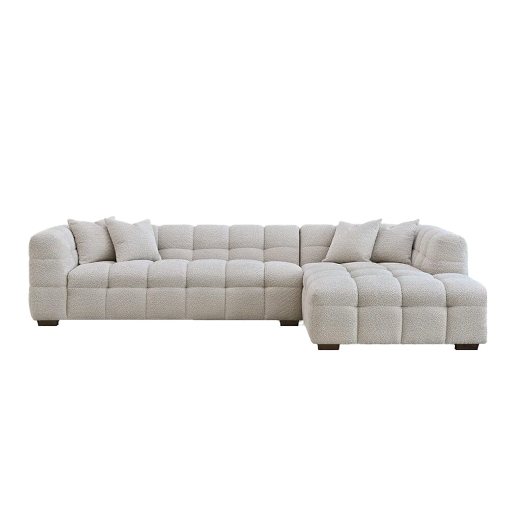 Bubble Tufted Oatmeal Boucle Corner Sofa - Right Hand Facing