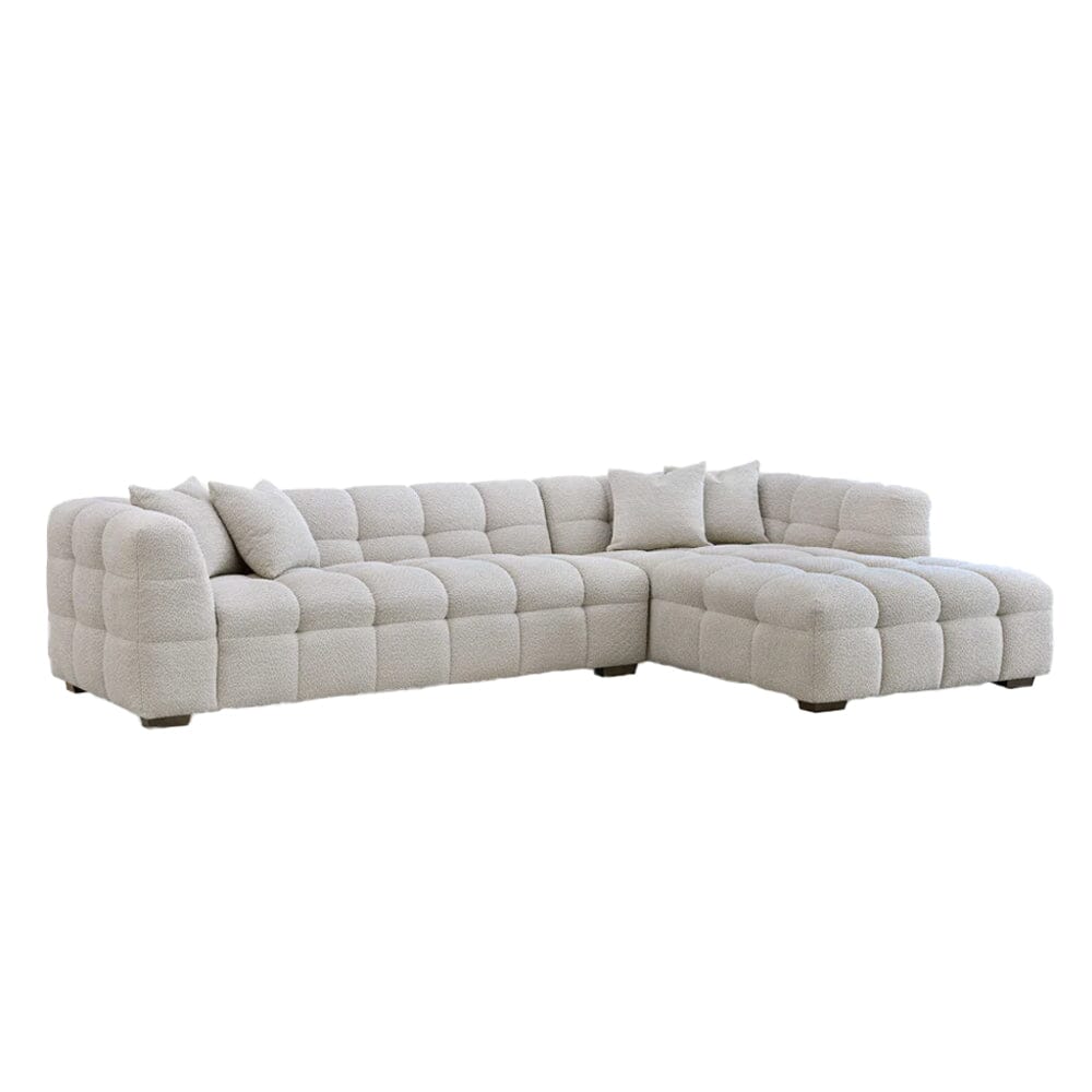 Bubble Tufted Oatmeal Boucle Corner Sofa - Right Hand Facing