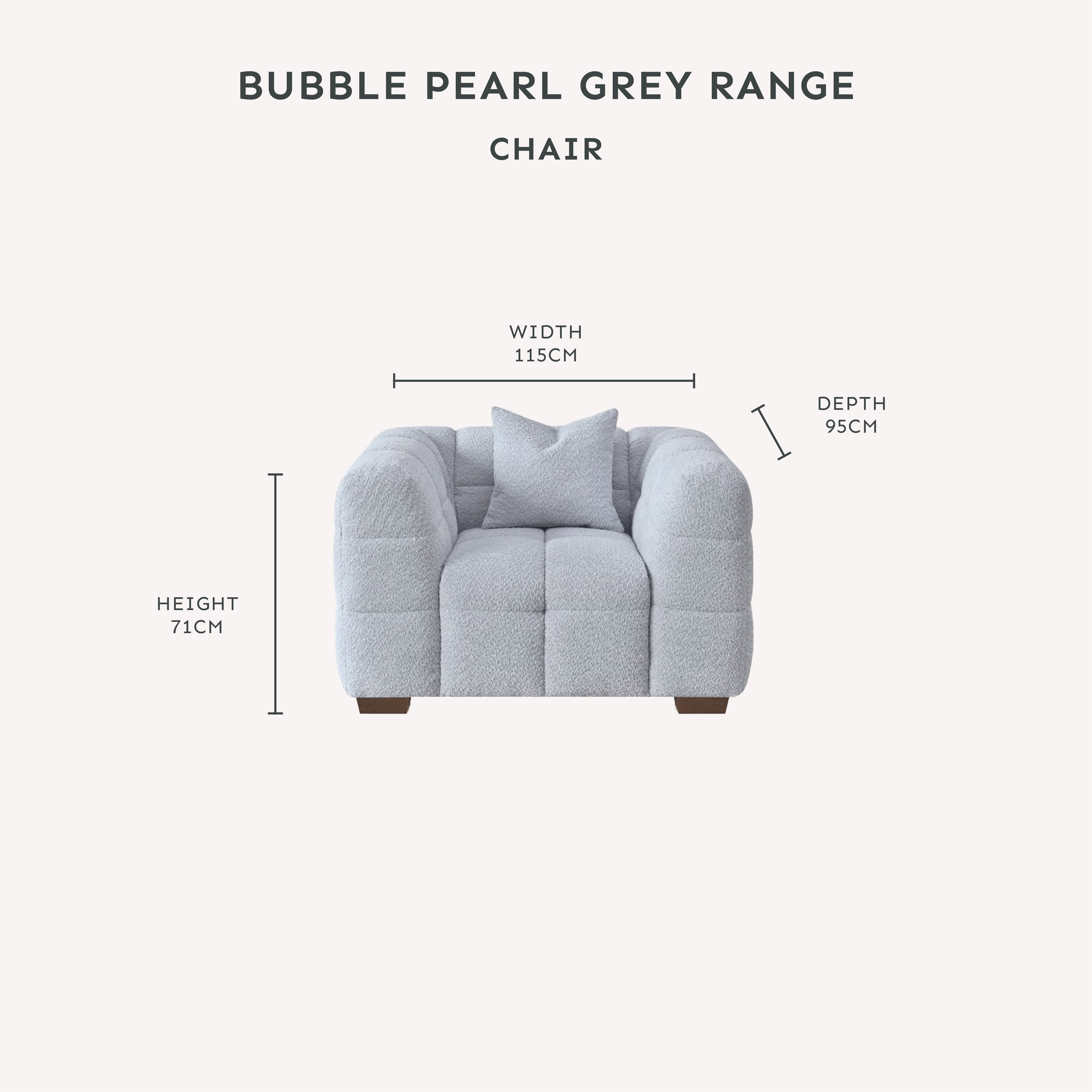 Bubble Tufted Pearl Grey Boucle Chunky Sofa Range