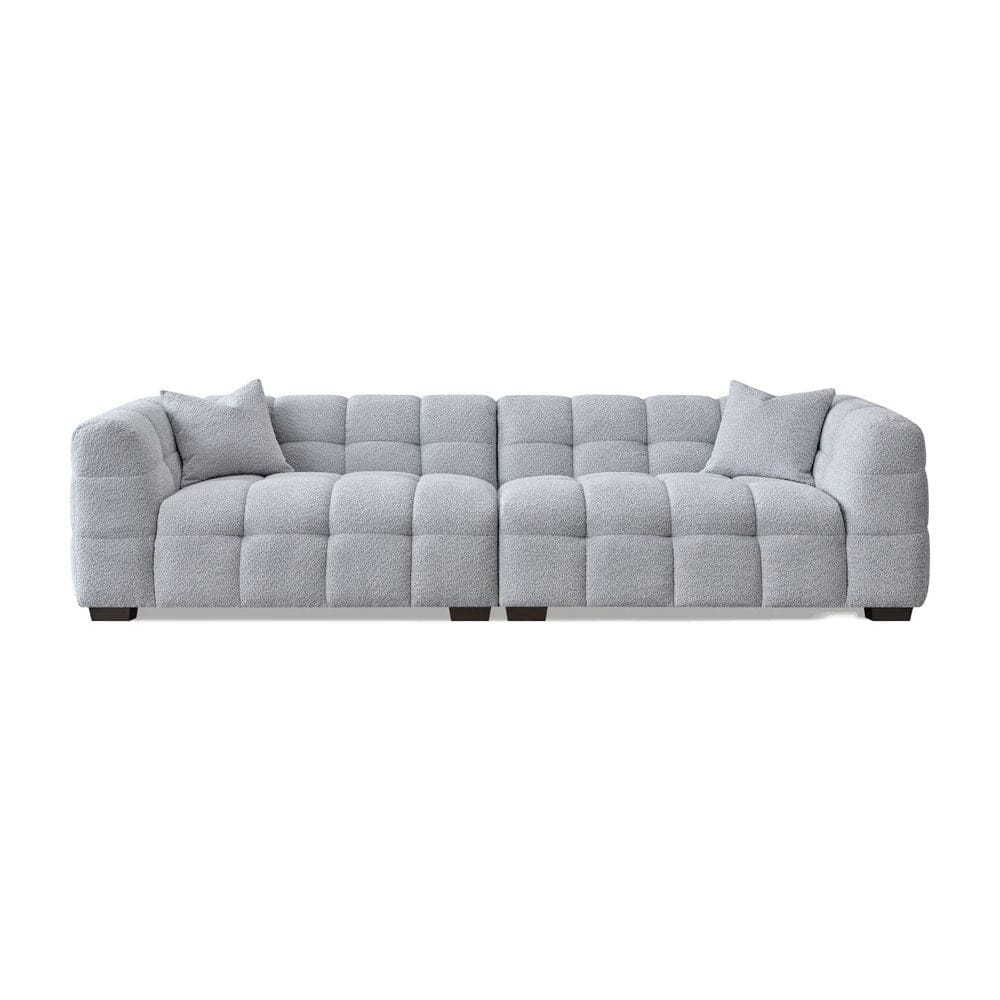 Bubble Tufted Pearl Grey Boucle Chunky Sofa Range