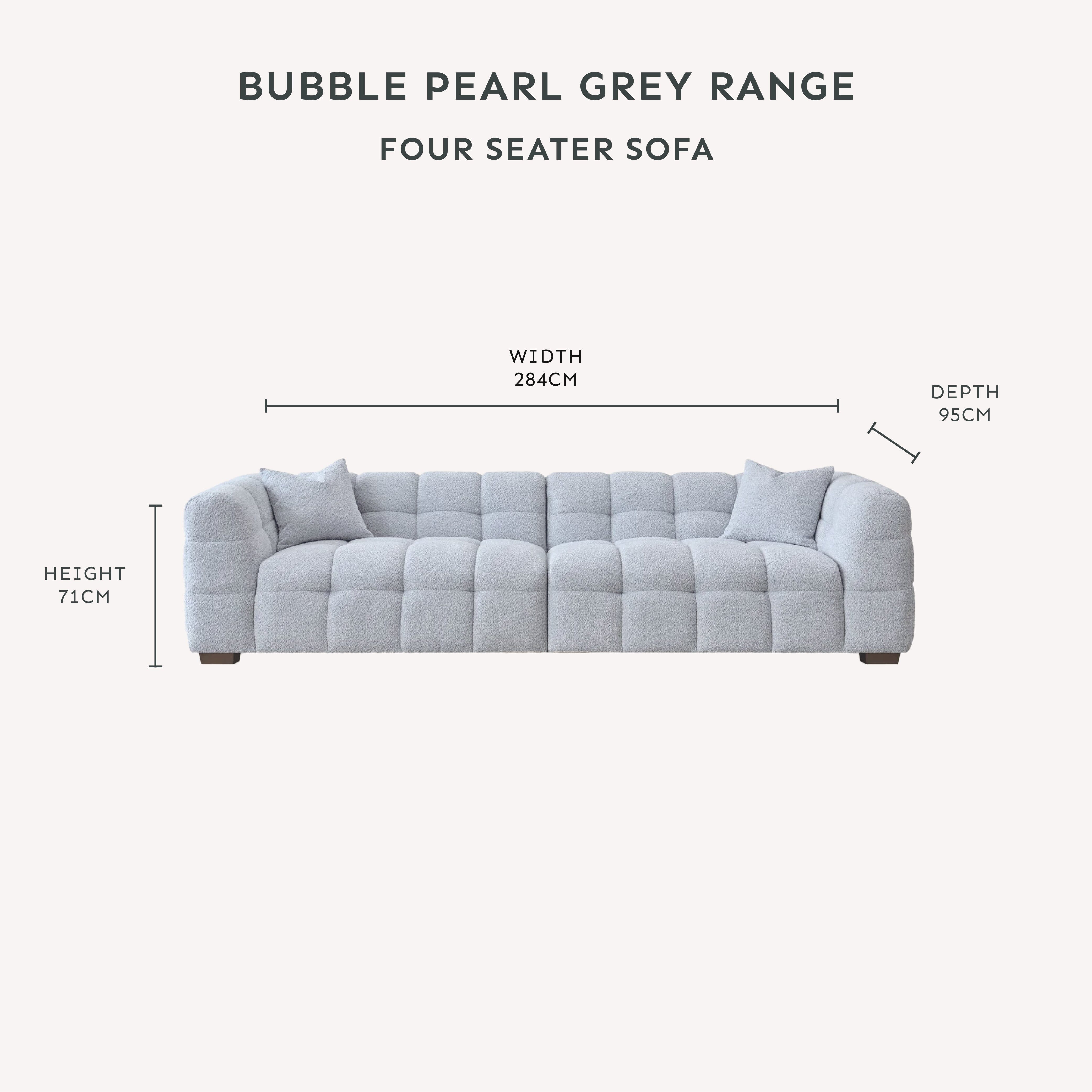 Bubble Tufted Pearl Grey Boucle Chunky Sofa Range