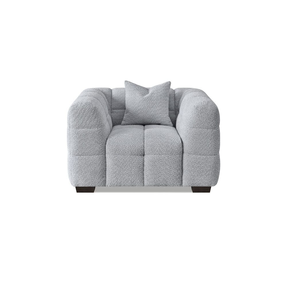 Bubble Tufted Pearl Grey Boucle Chunky Sofa Range