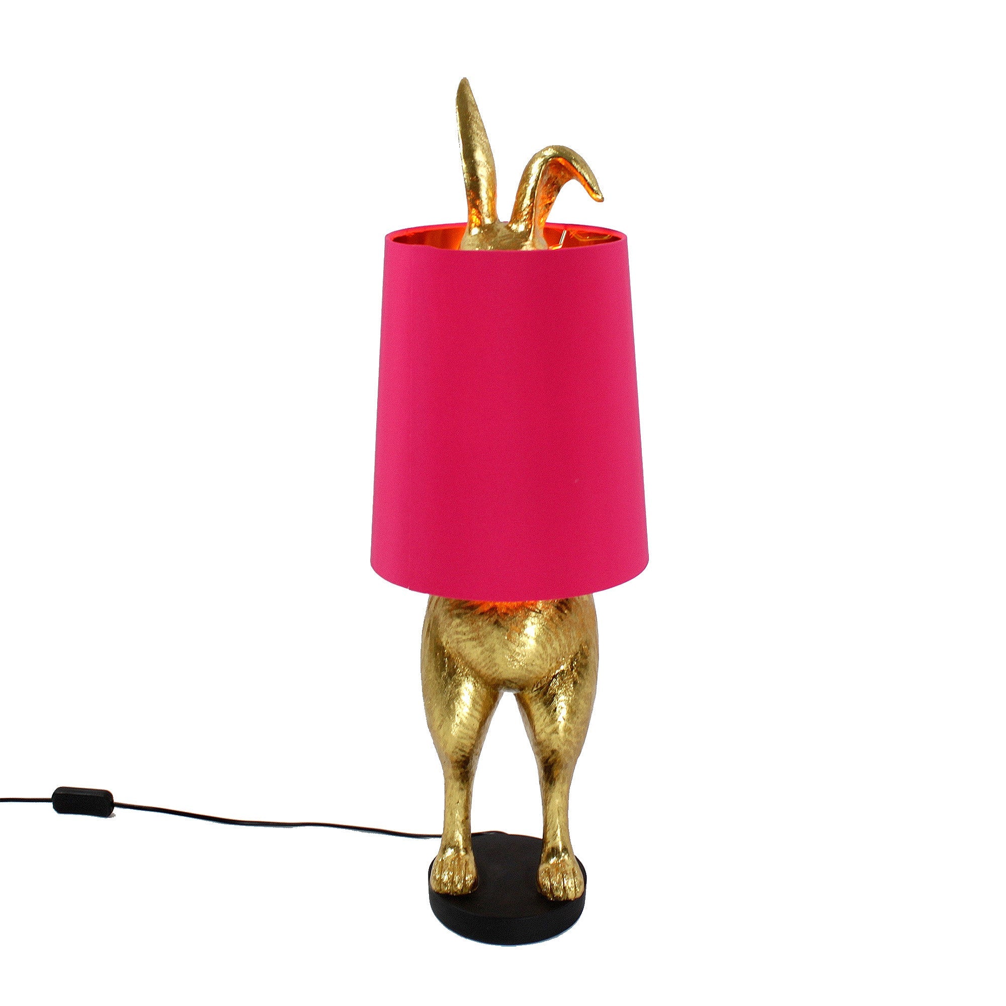 Cheeky Hiding Hare Table Lamp | Hot Pink Shade