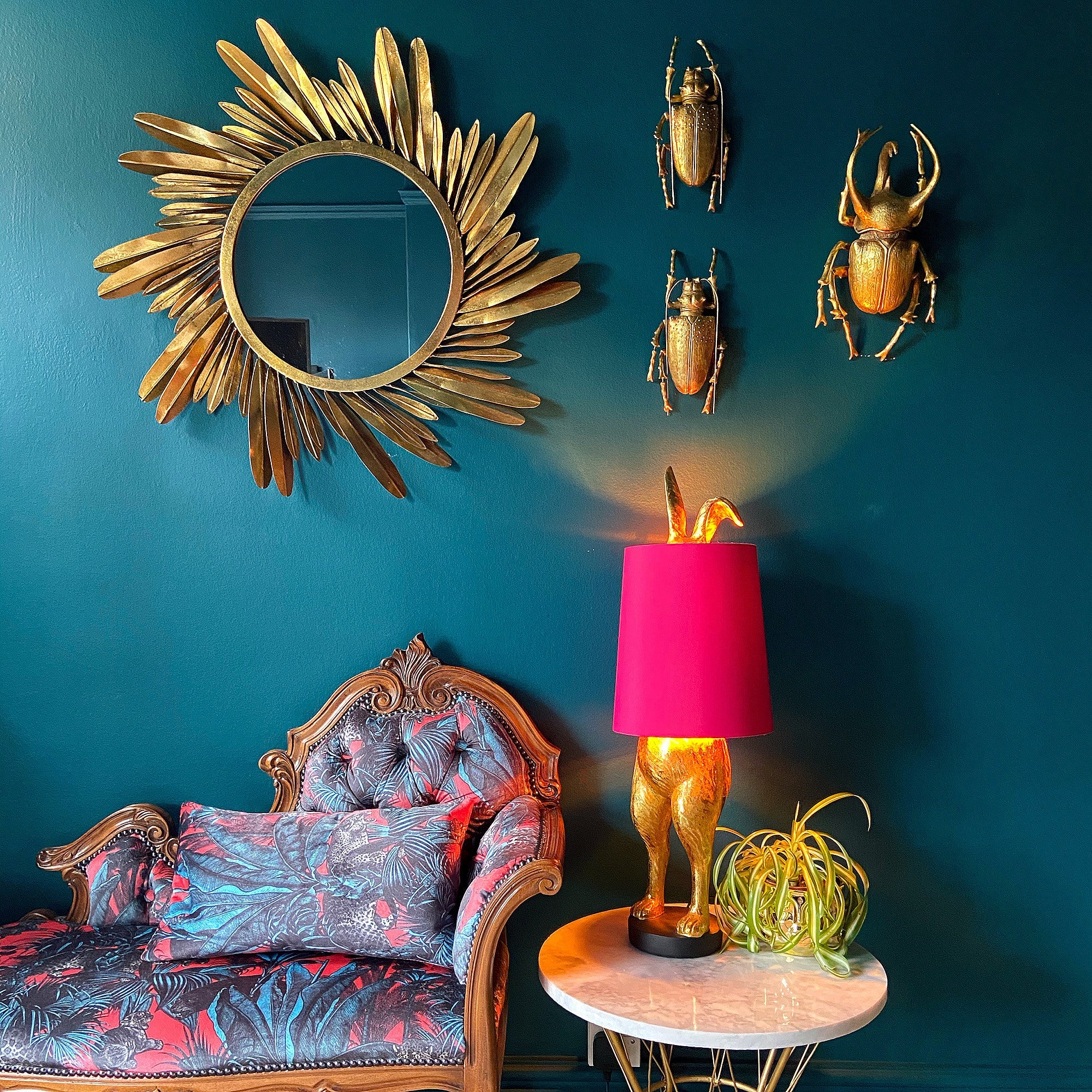 Cheeky Hiding Hare Table Lamp | Hot Pink Shade