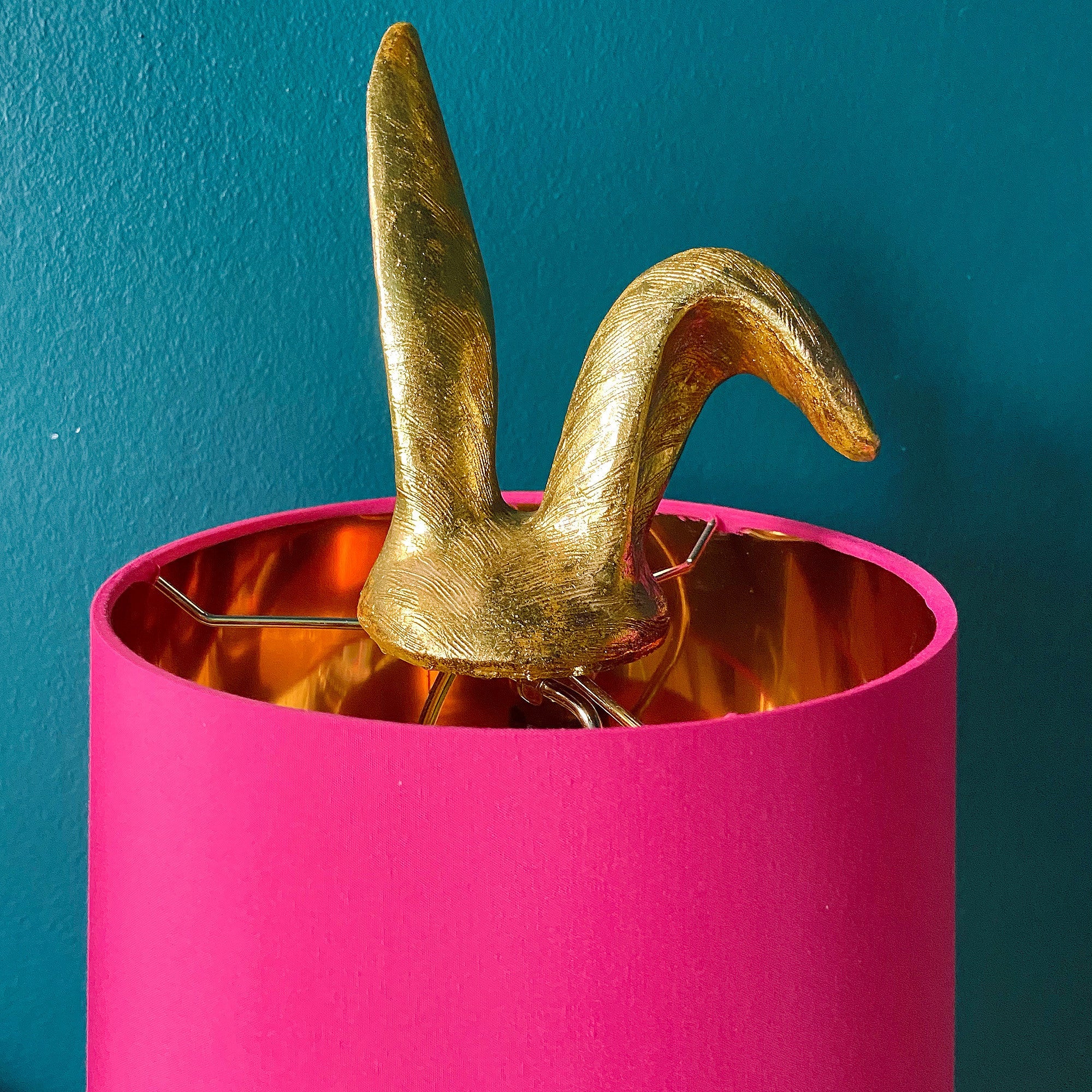 Cheeky Hiding Hare Table Lamp | Hot Pink Shade