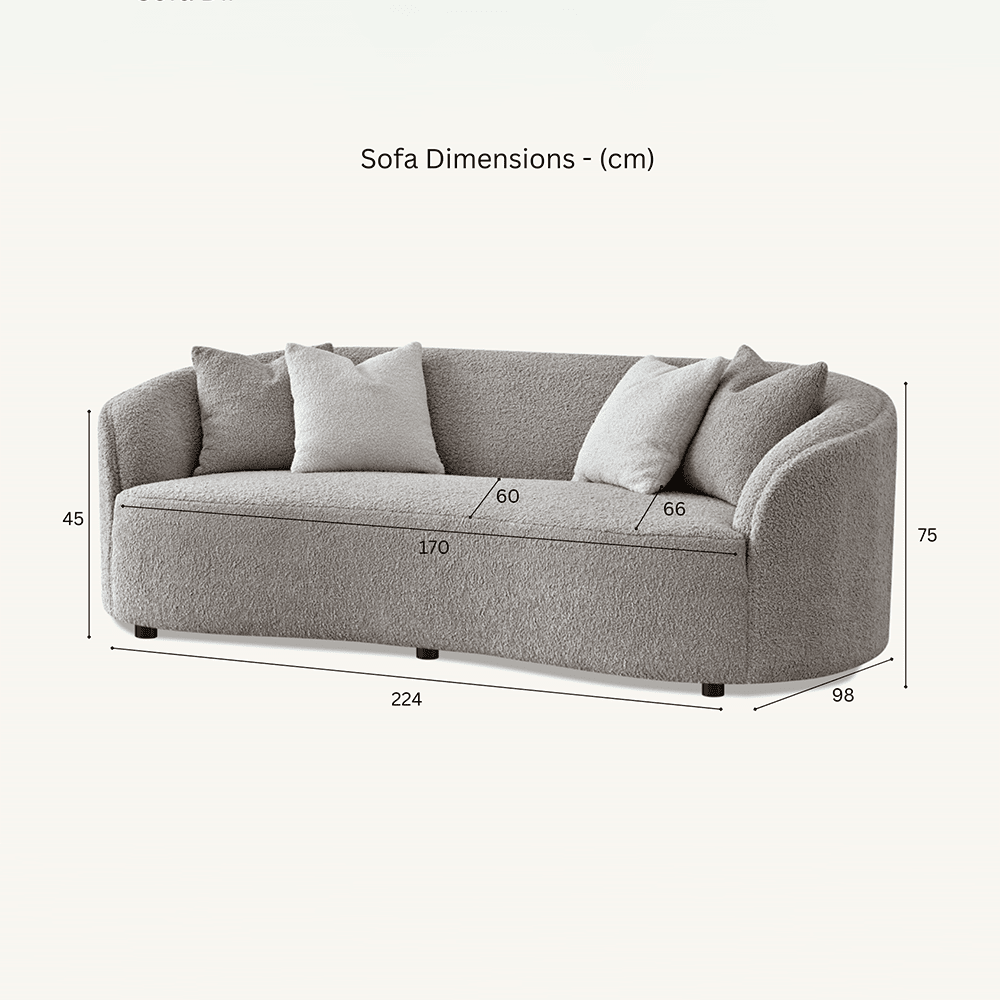 Chloe Curved Taupe Teddy Boucle Sofa
