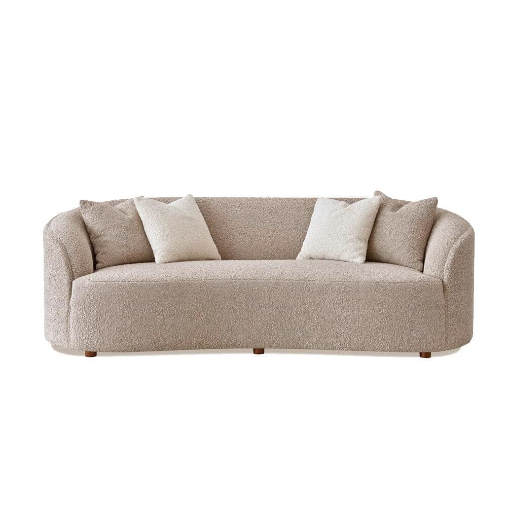 Chloe Curved Taupe Teddy Boucle Sofa