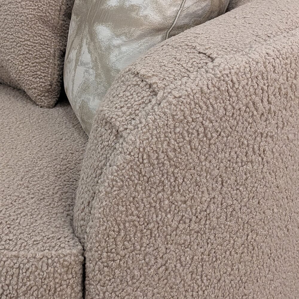 Chloe Curved Taupe Teddy Boucle Sofa