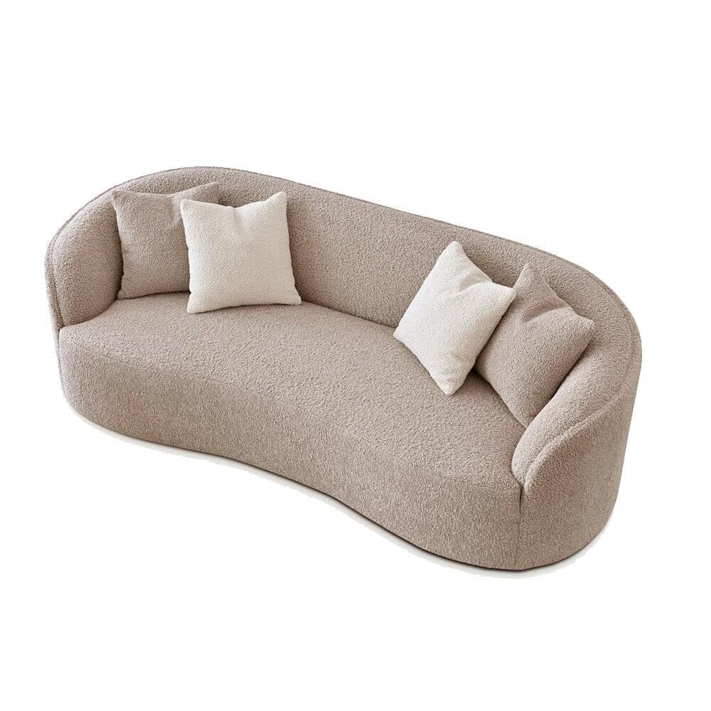 Chloe Curved Taupe Teddy Boucle Sofa