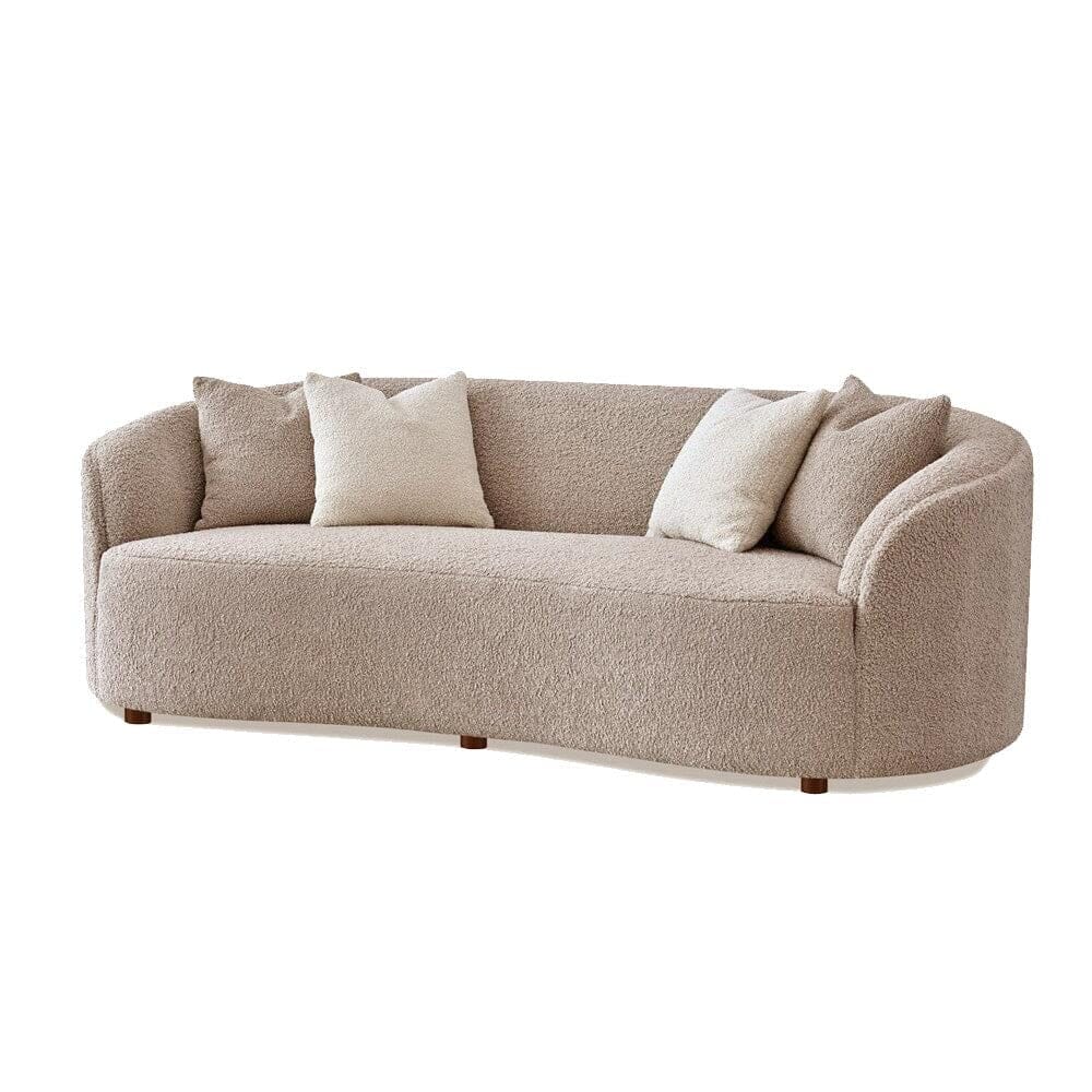 Chloe Curved Taupe Teddy Boucle Sofa