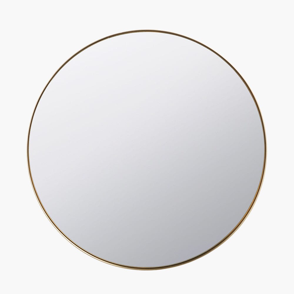 Claudia Brushed Gold Large Slim Frame Round Wall Mirror