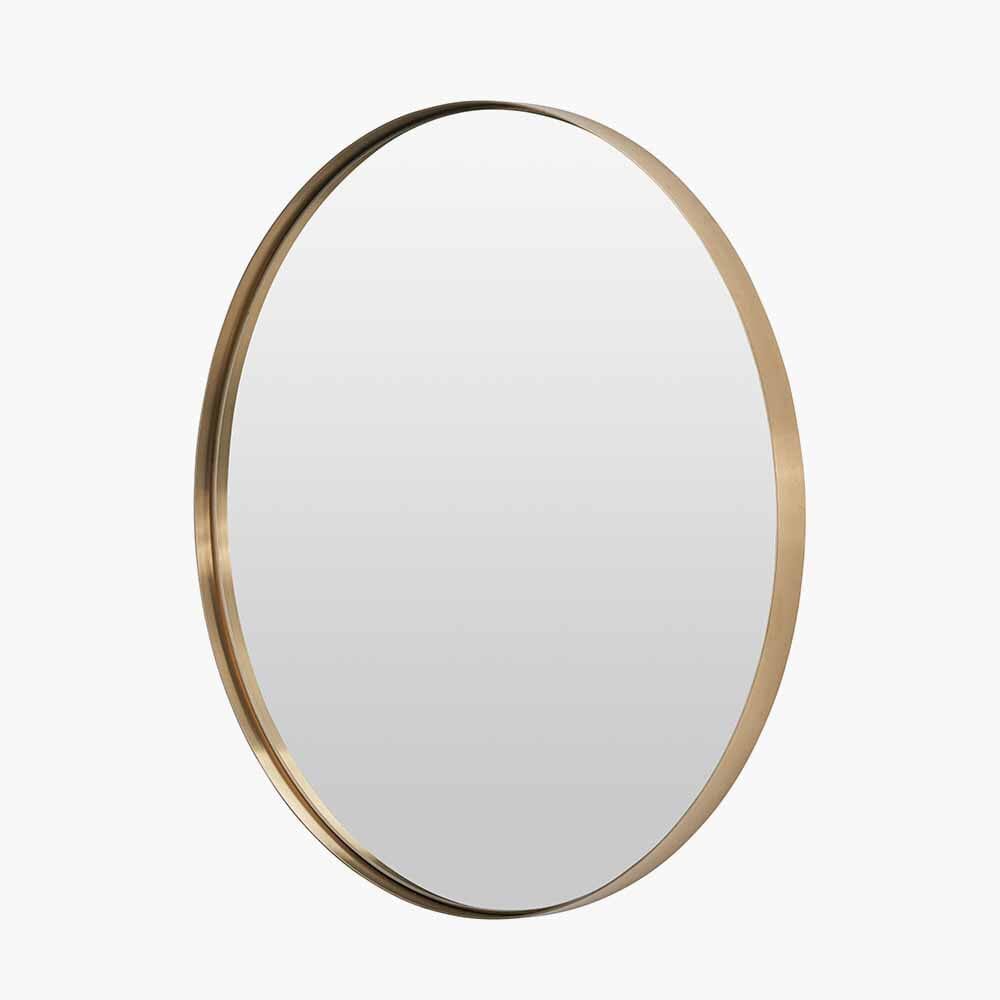 Claudia Brushed Gold Large Slim Frame Round Wall Mirror
