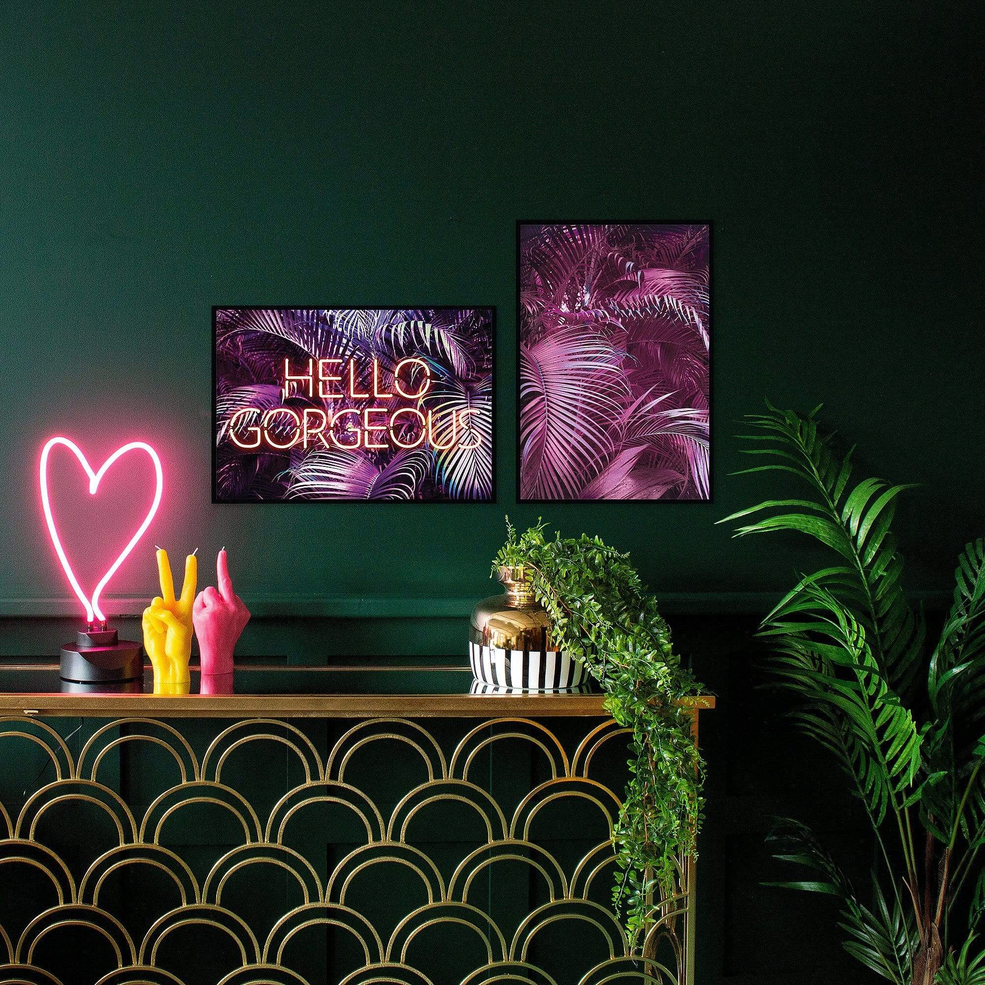 Deco Fan Gold Slim Console Table