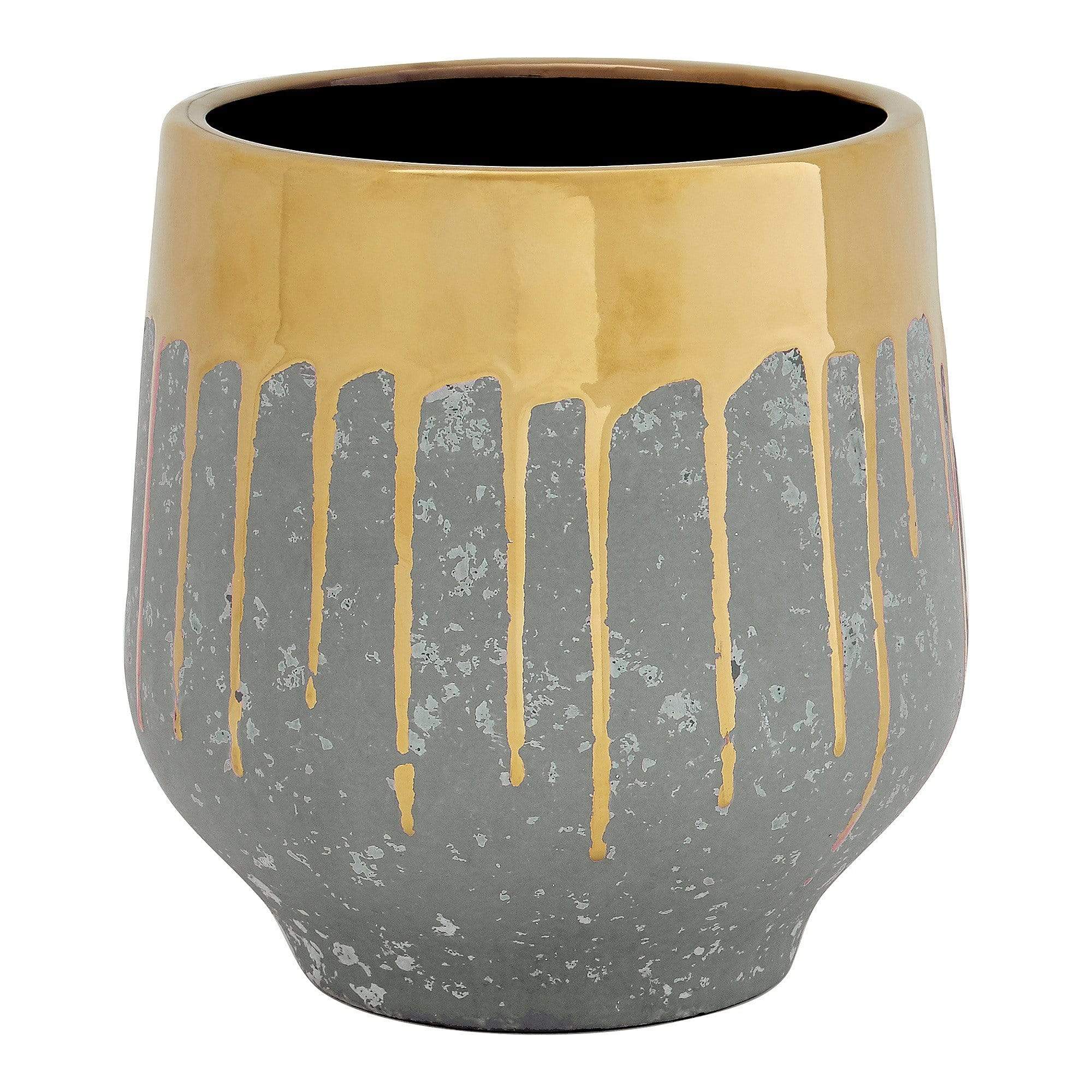 Dripping Gold Concrete Effect Plant Pot