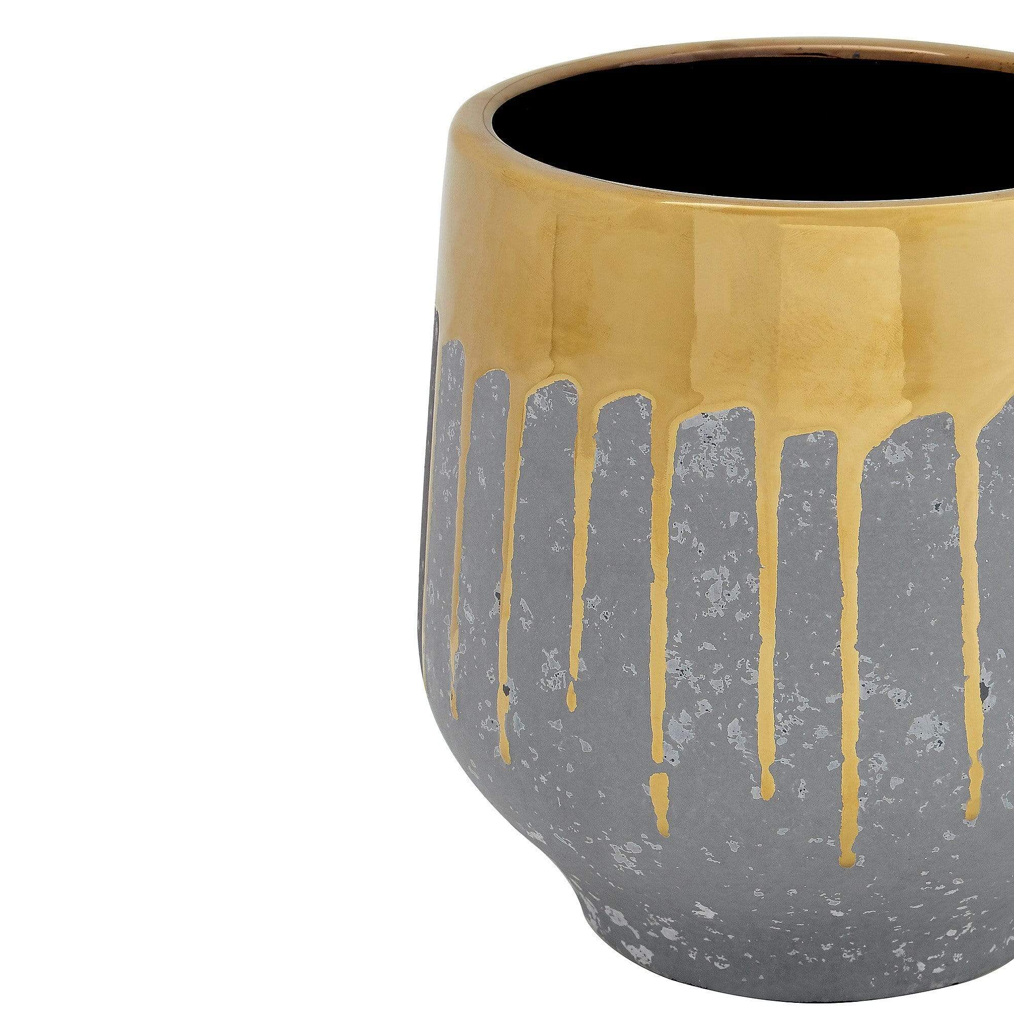Dripping Gold Concrete Effect Plant Pot