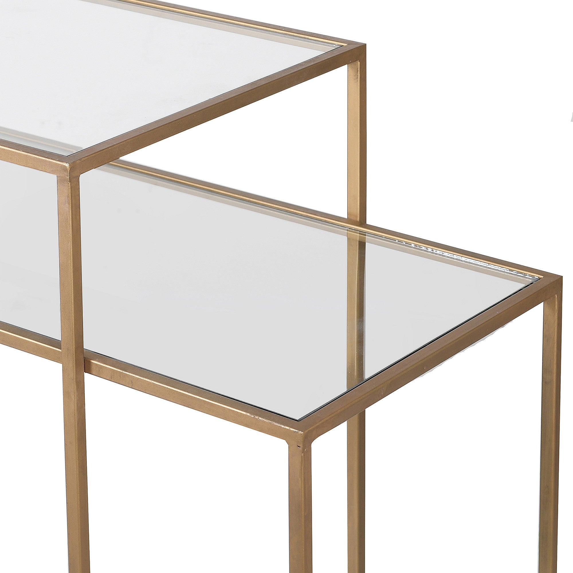 Elegant Gold Console Table with Tiered Shelves