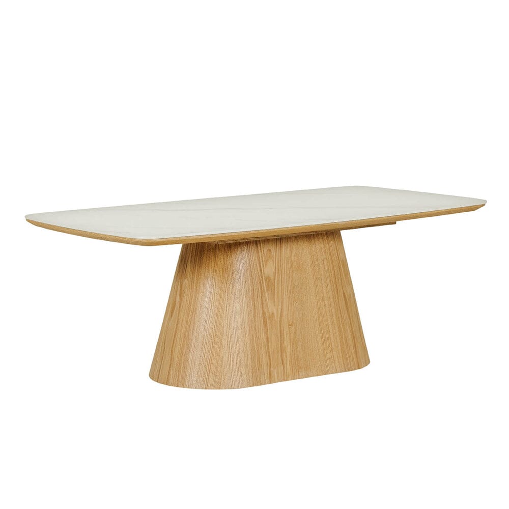 Emilia Wooden Coffee Table with White Faux Marble Top