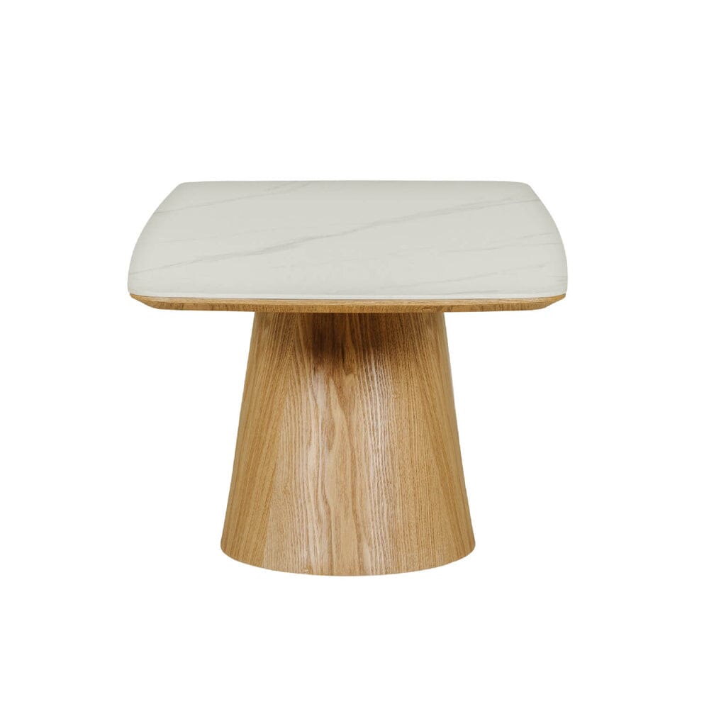 Emilia Wooden Coffee Table with White Faux Marble Top