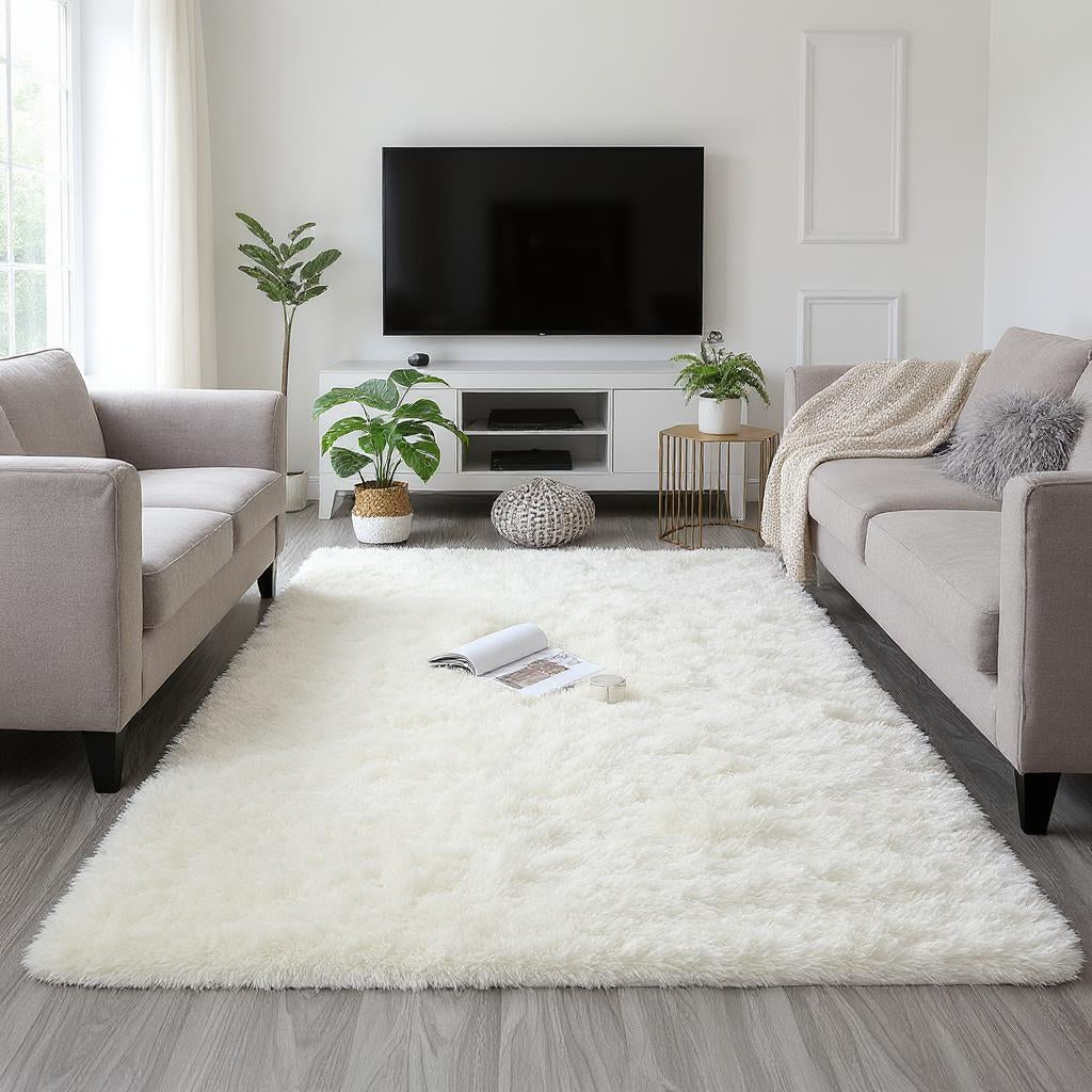 Plush White Shag Rug