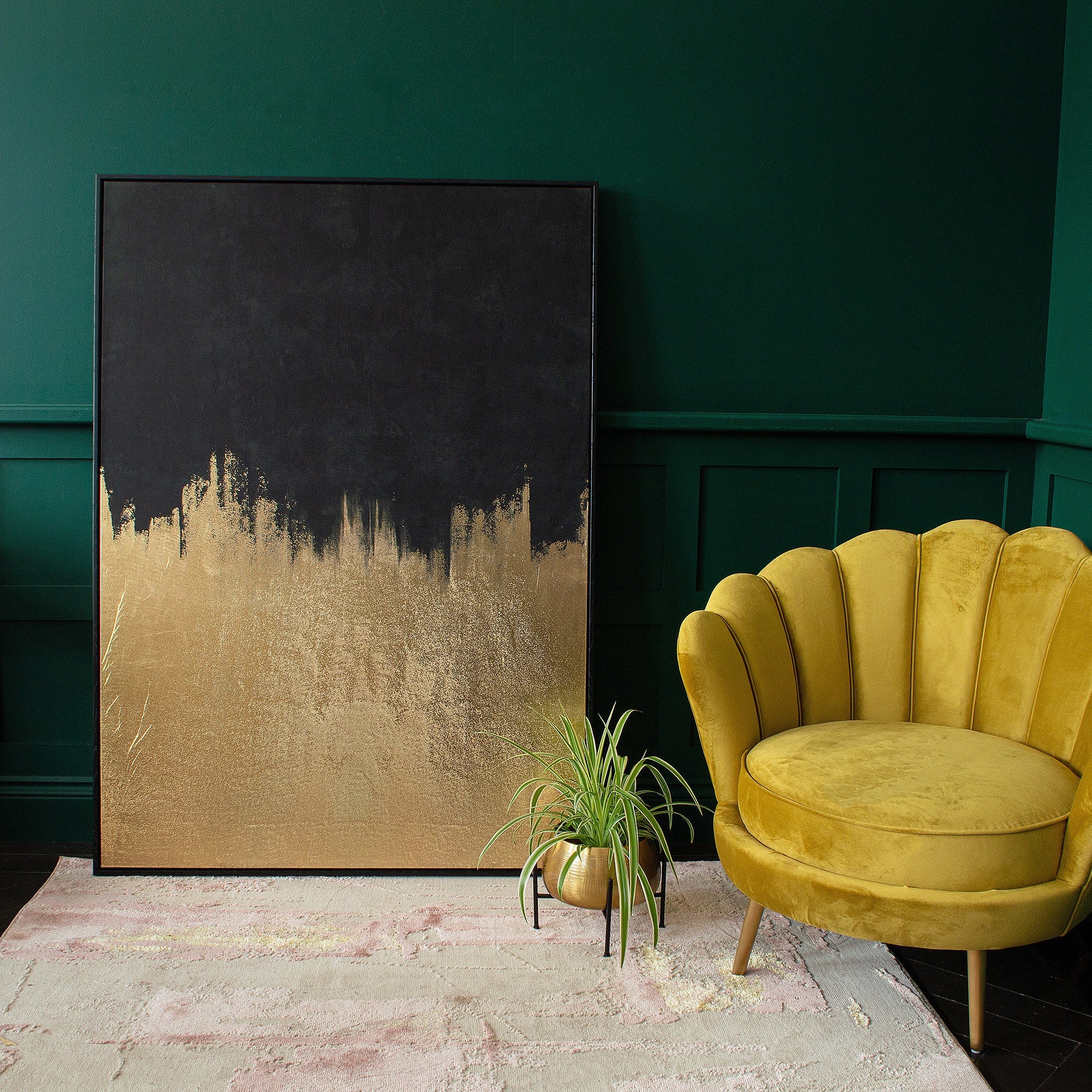 Gilded Noir Abstract Canvas Art