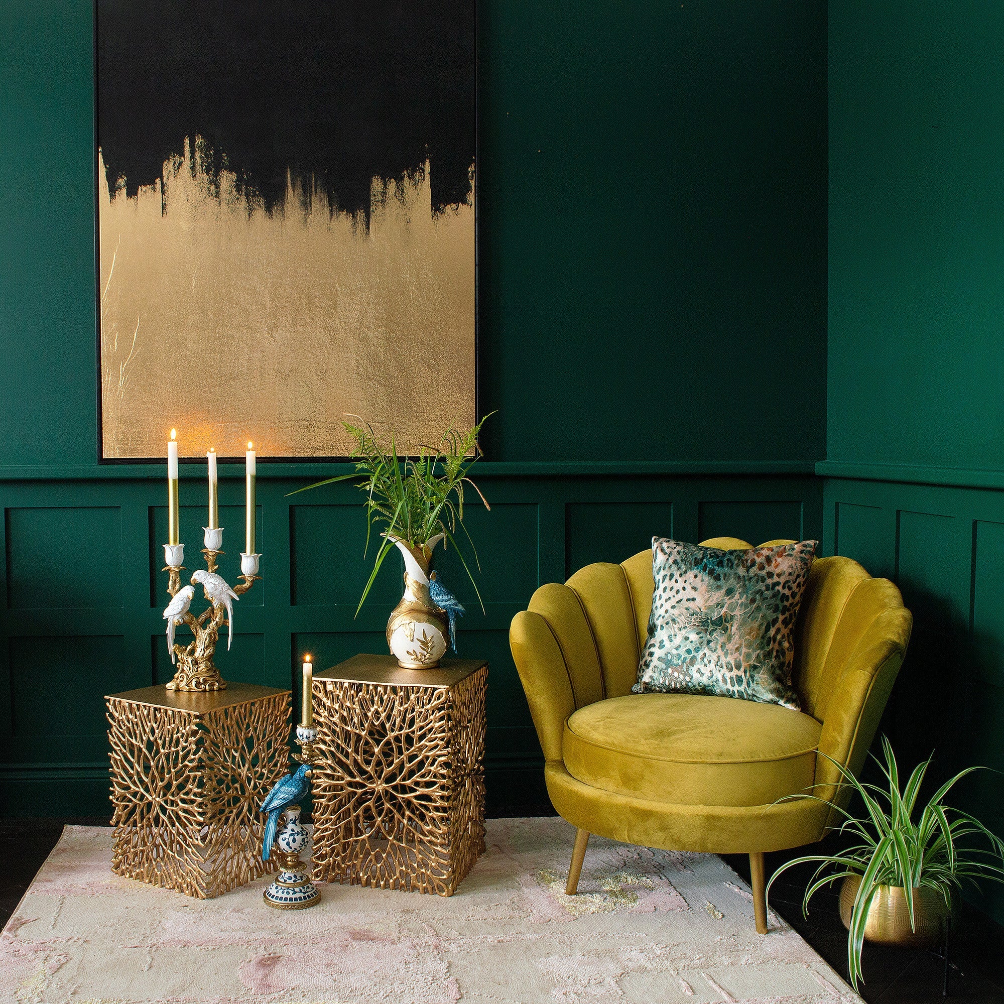 Gilded Noir Abstract Canvas Art