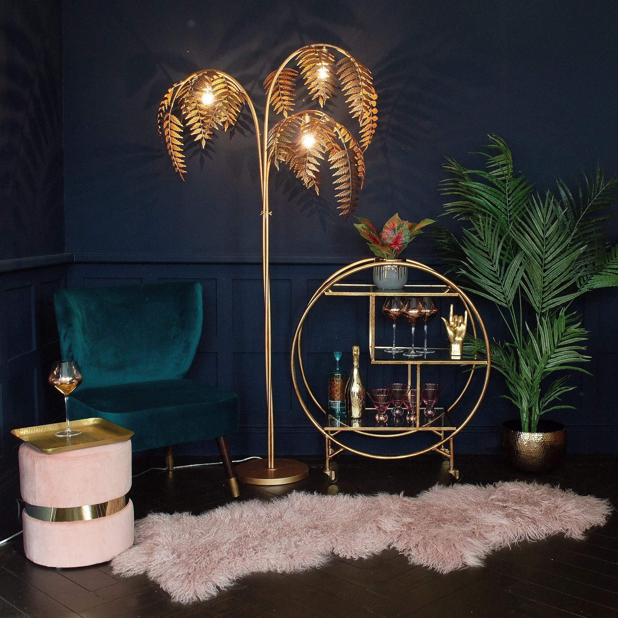 Gold Luxe Round Drinks Trolley