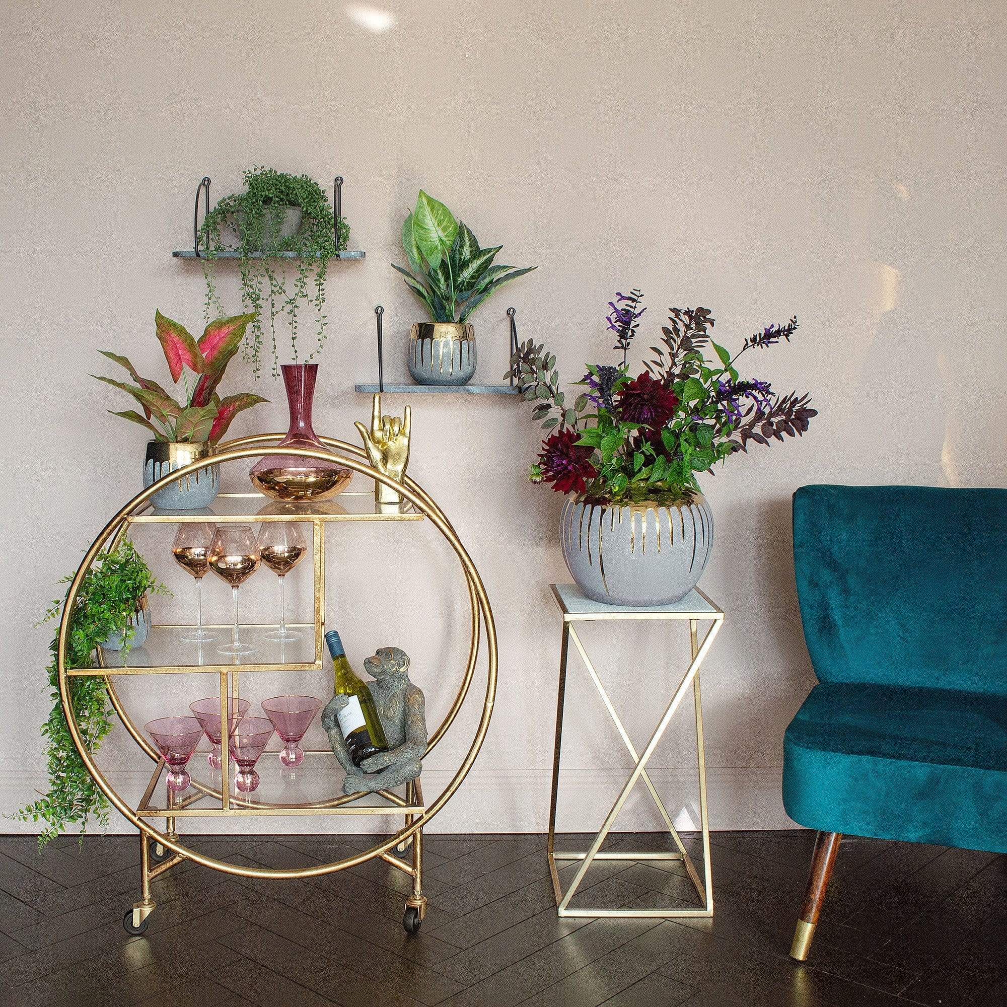 Gold Luxe Round Drinks Trolley