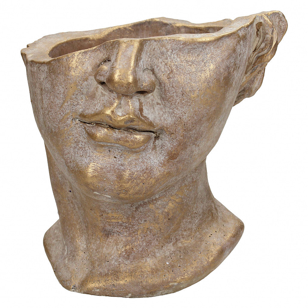 Golden Concrete Face Planter