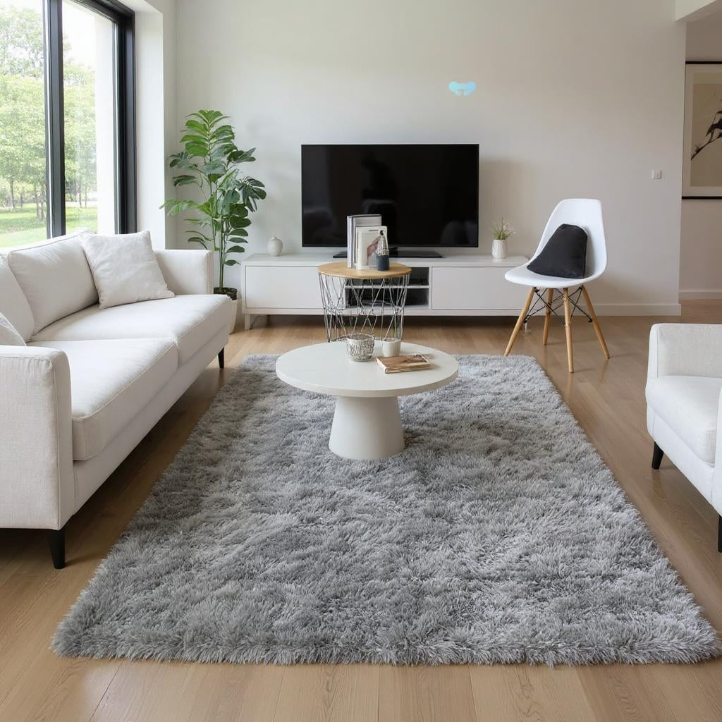 Plush Grey Shag Rug