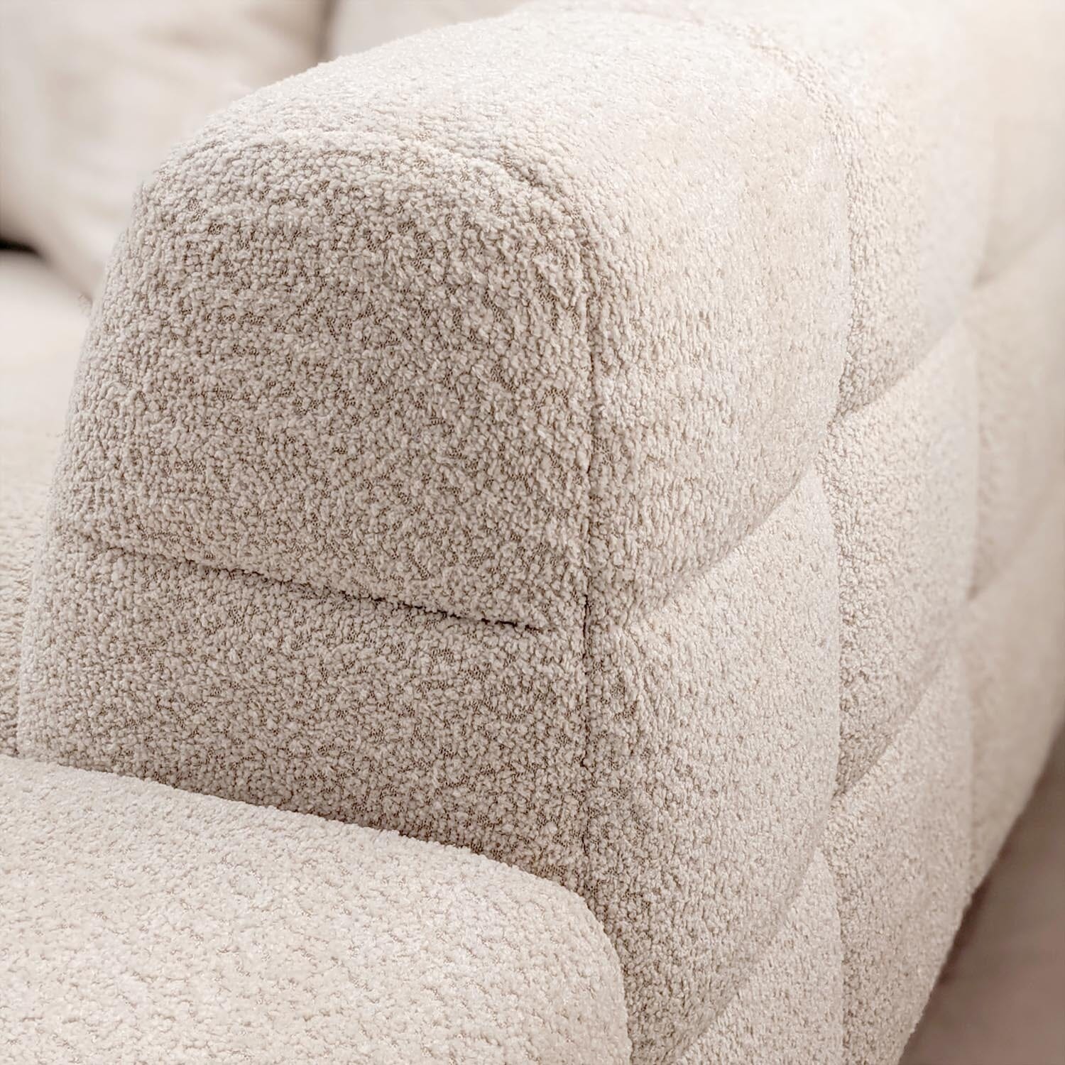 Bubble Tufted Oatmeal Boucle Corner Sofa - Right Hand Facing
