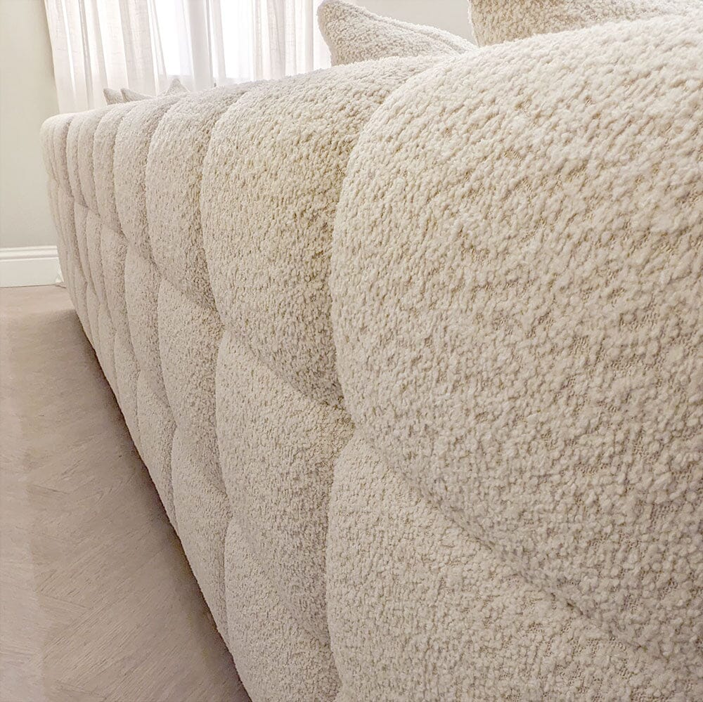 Bubble Tufted Oatmeal Boucle Corner Sofa - Right Hand Facing
