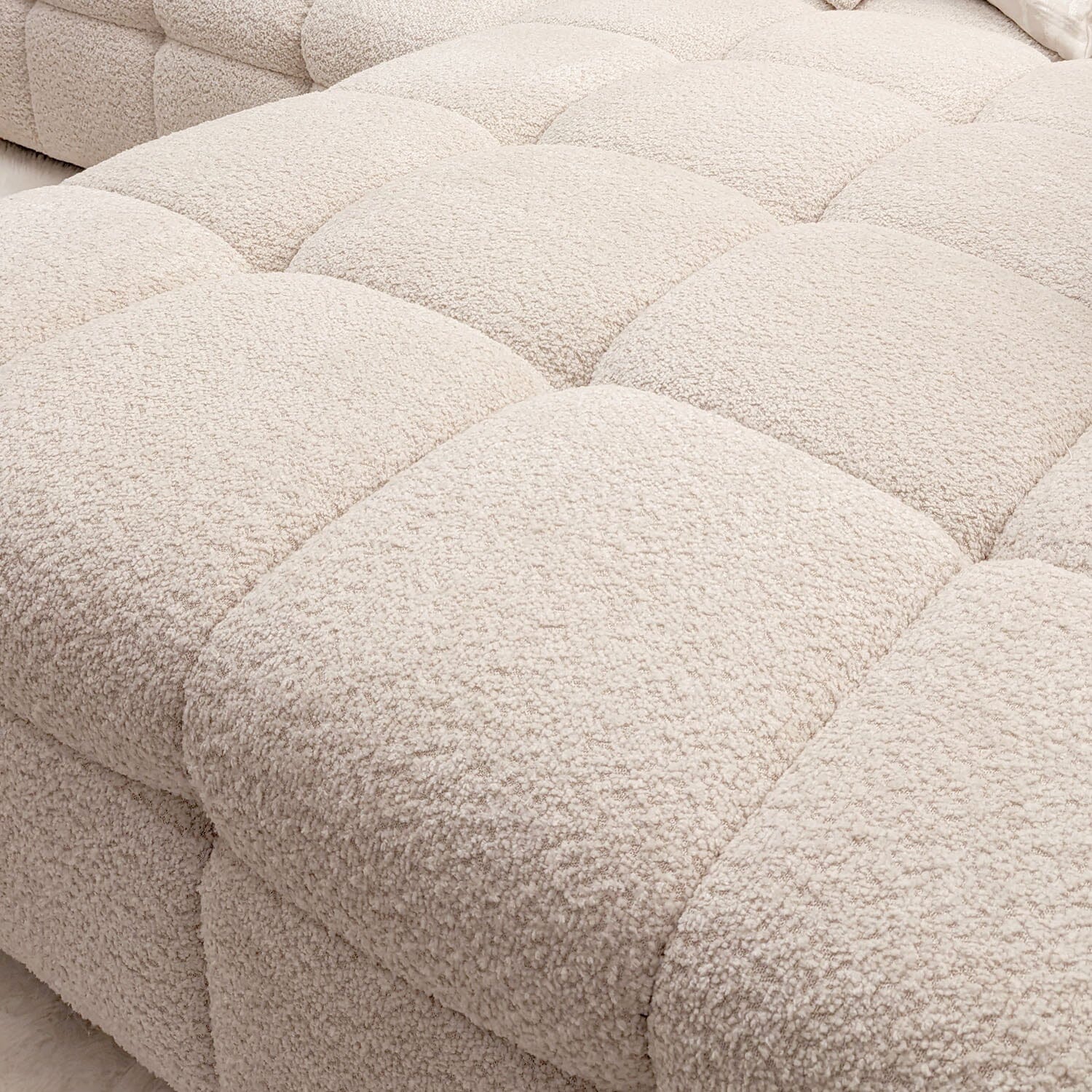 Bubble Tufted Oatmeal Boucle Corner Sofa - Right Hand Facing