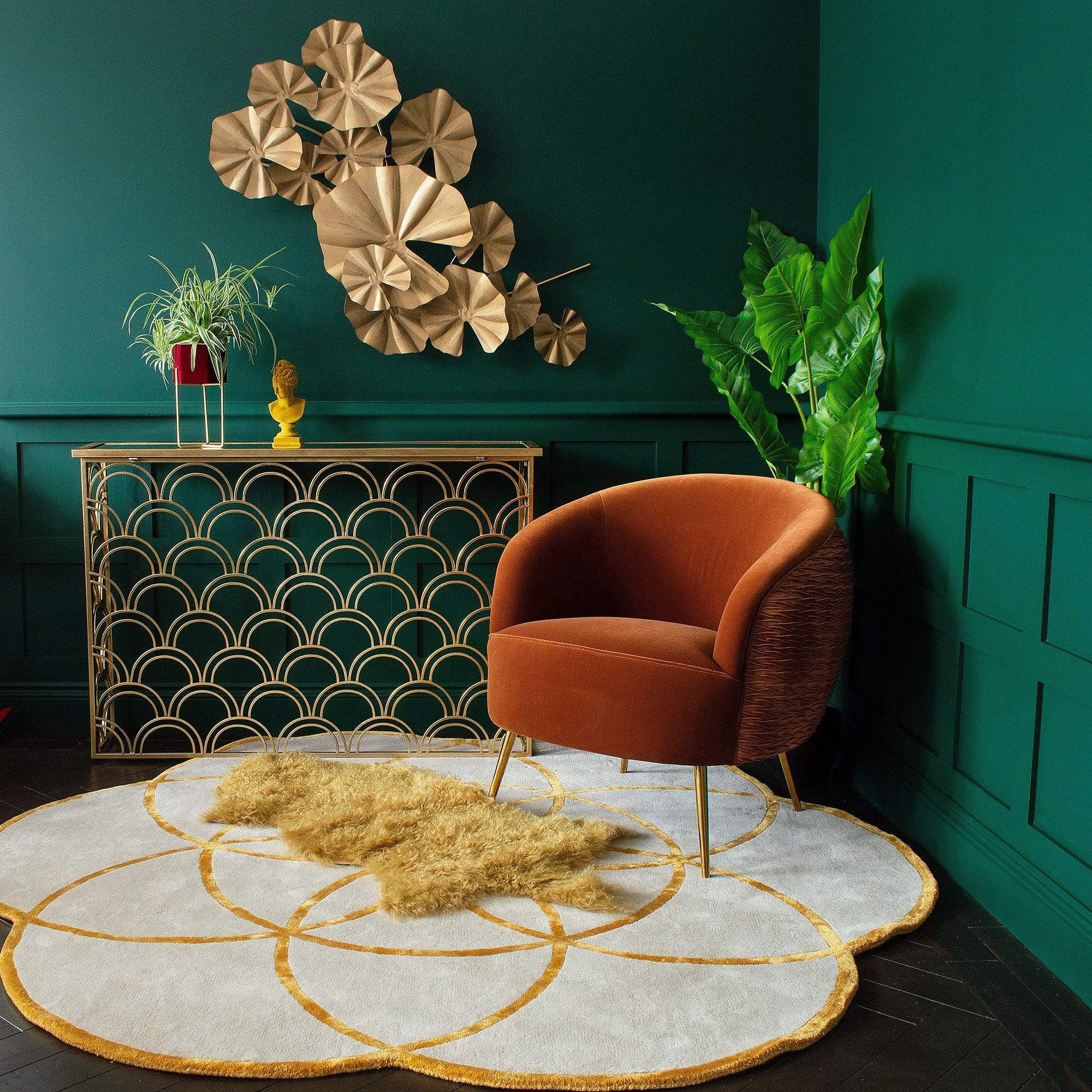 Lola Curvaceous Burnt Orange Velvet Armchair