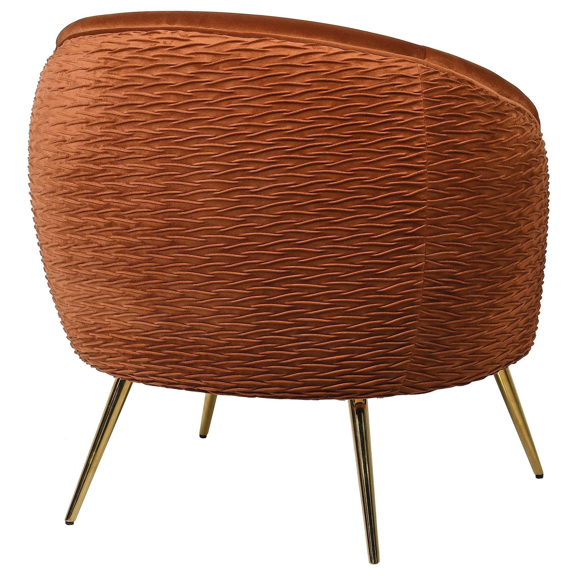 Lola Curvaceous Burnt Orange Velvet Armchair