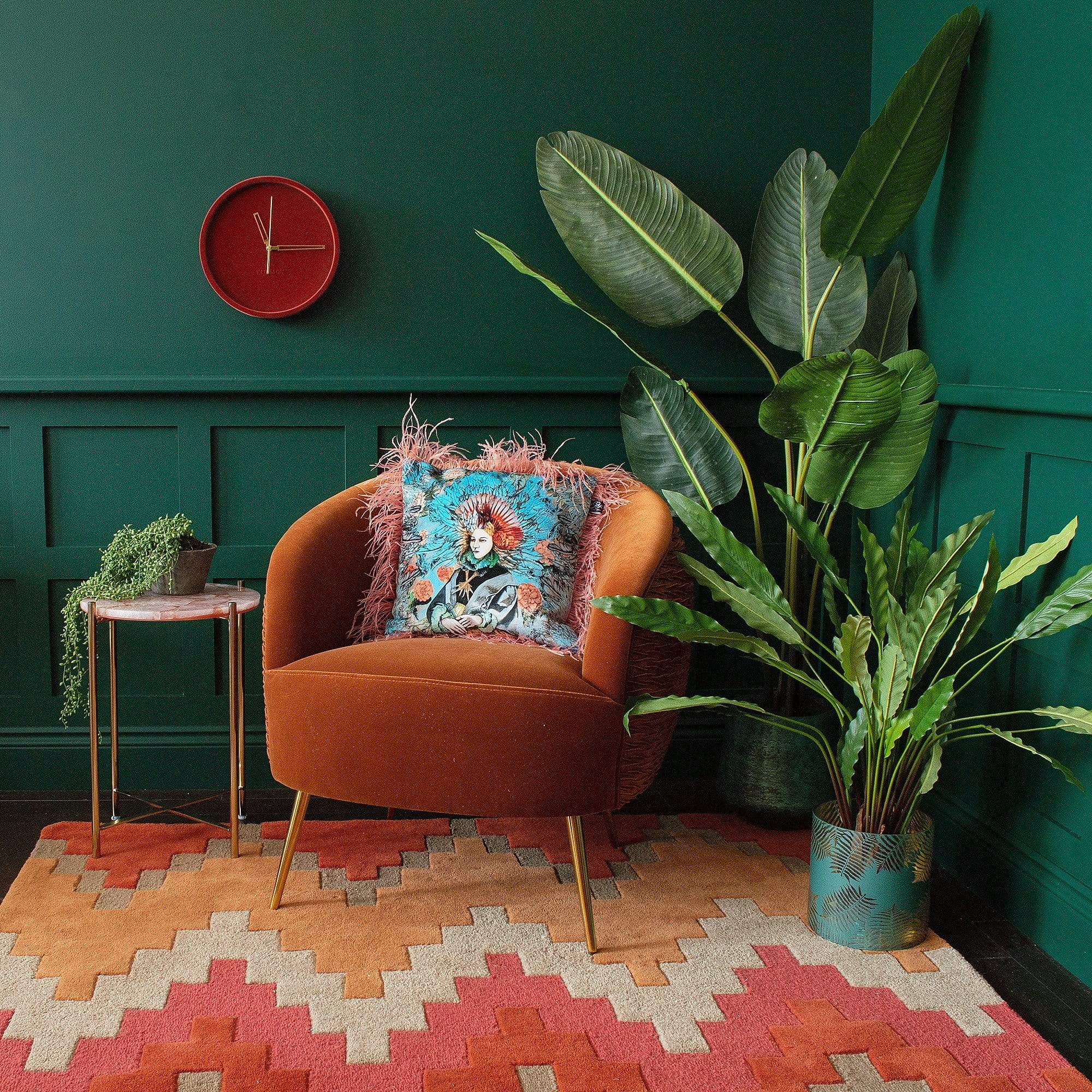 Lola Curvaceous Burnt Orange Velvet Armchair