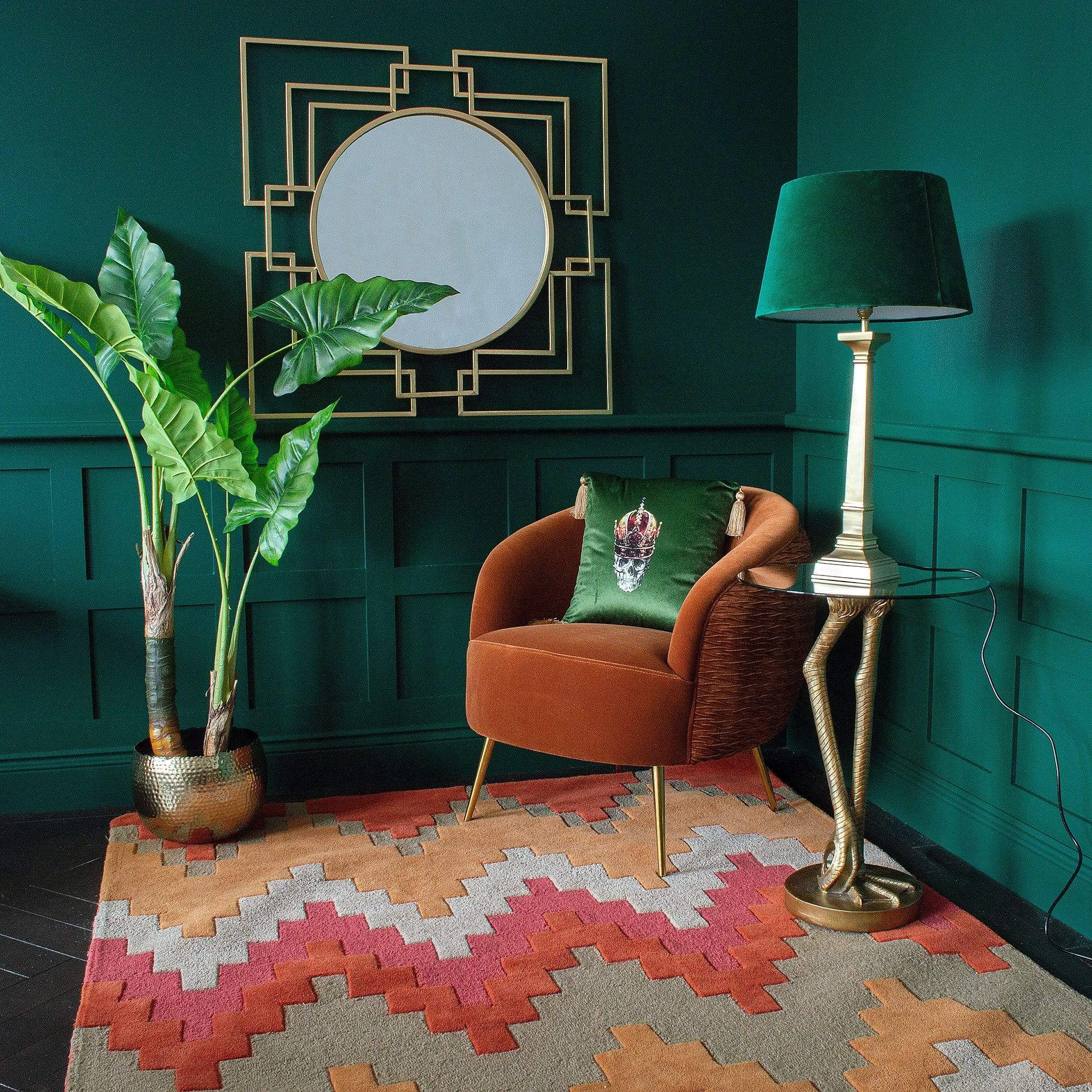 Lola Curvaceous Burnt Orange Velvet Armchair