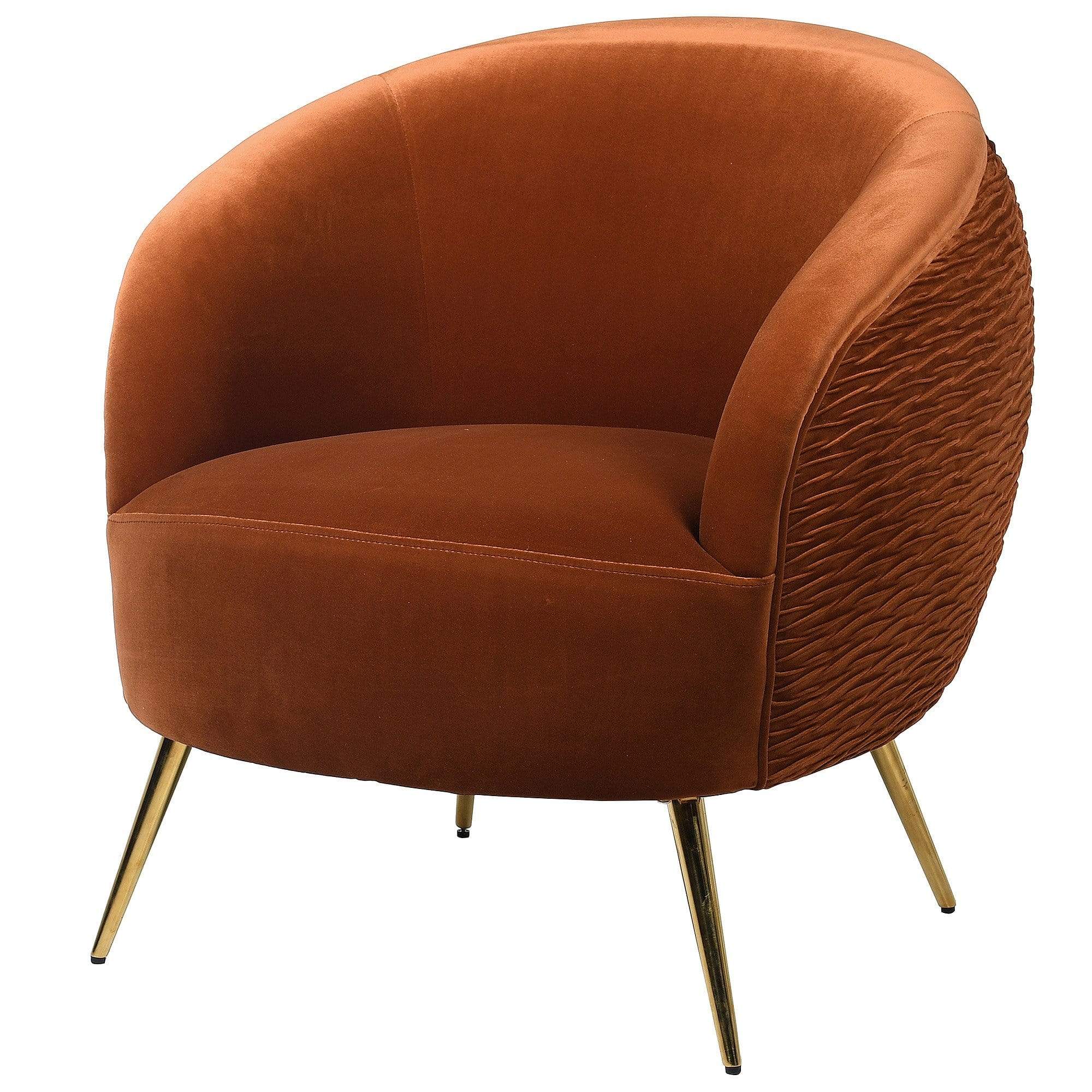 Lola Curvaceous Burnt Orange Velvet Armchair