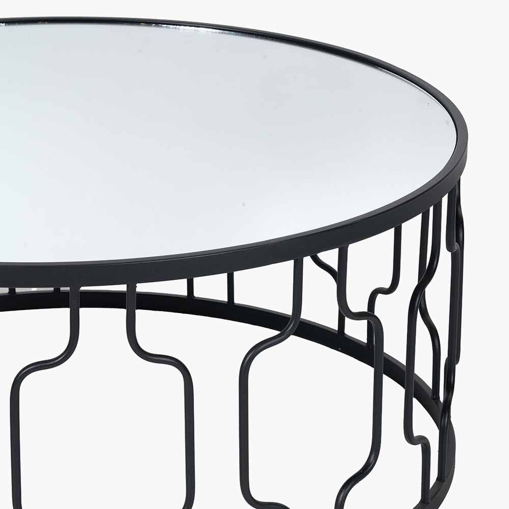 Lorenza Black Metal Coffee Table with Mirrored Top