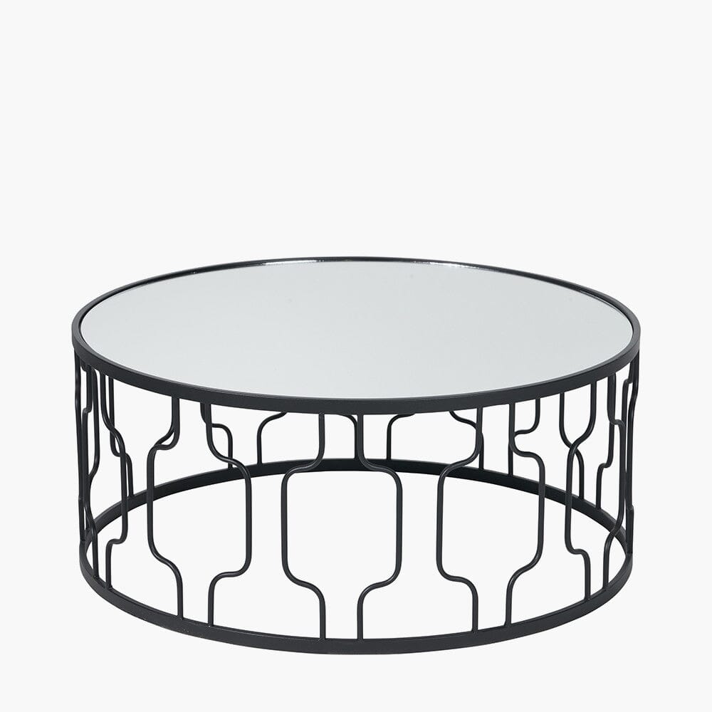 Lorenza Black Metal Coffee Table with Mirrored Top