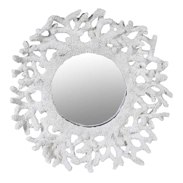 Nouveau White Faux Coral Decorative Wall Mirror