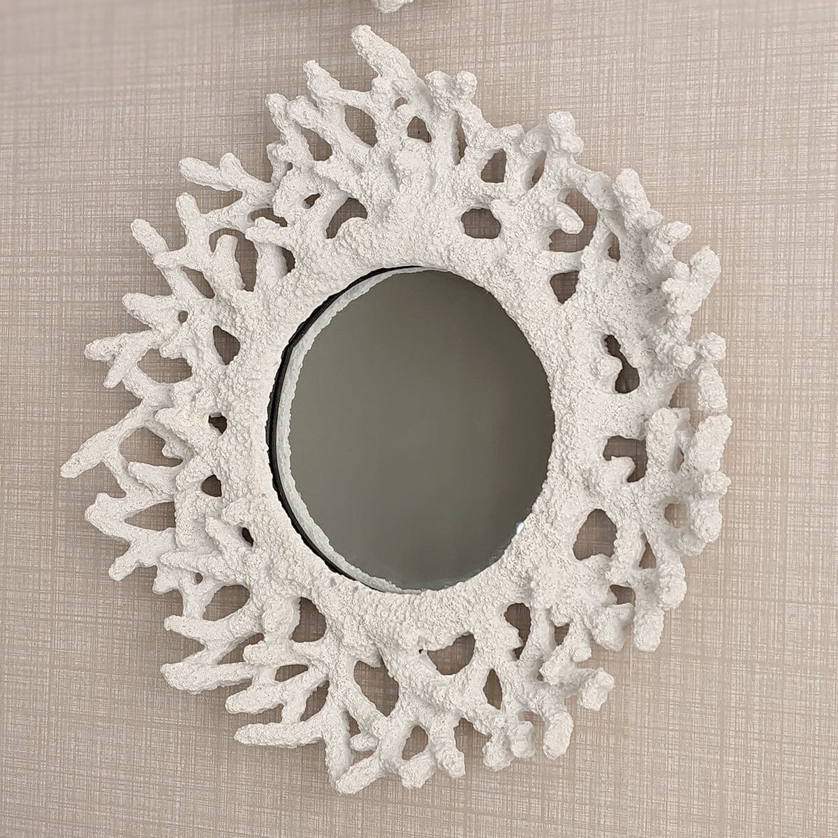Nouveau White Faux Coral Decorative Wall Mirror